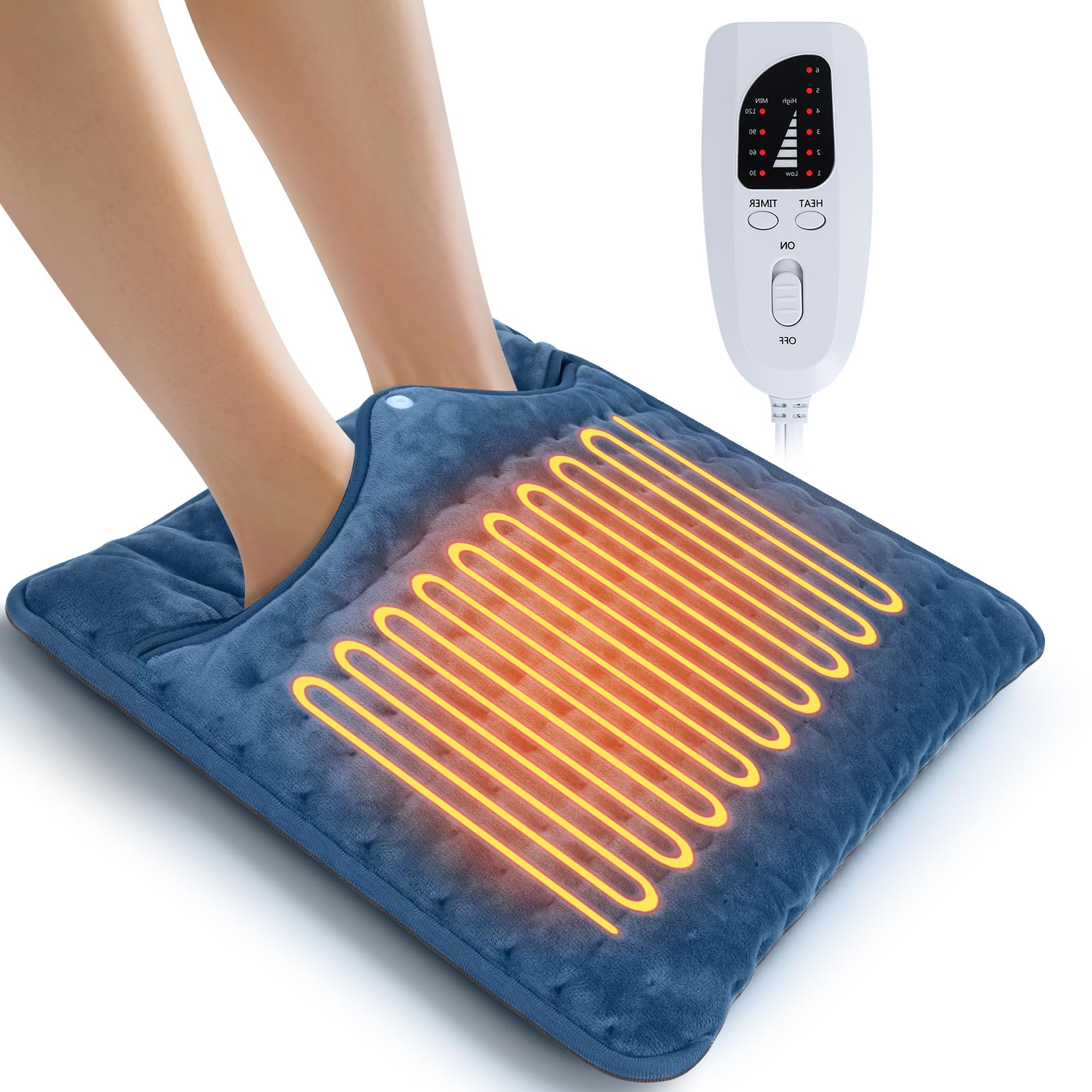 Scaldapiedi Elettrico 40x80 Cm - 6 Temperature, Timer, Cerniera, Lavabile, Per Ufficio O Casa