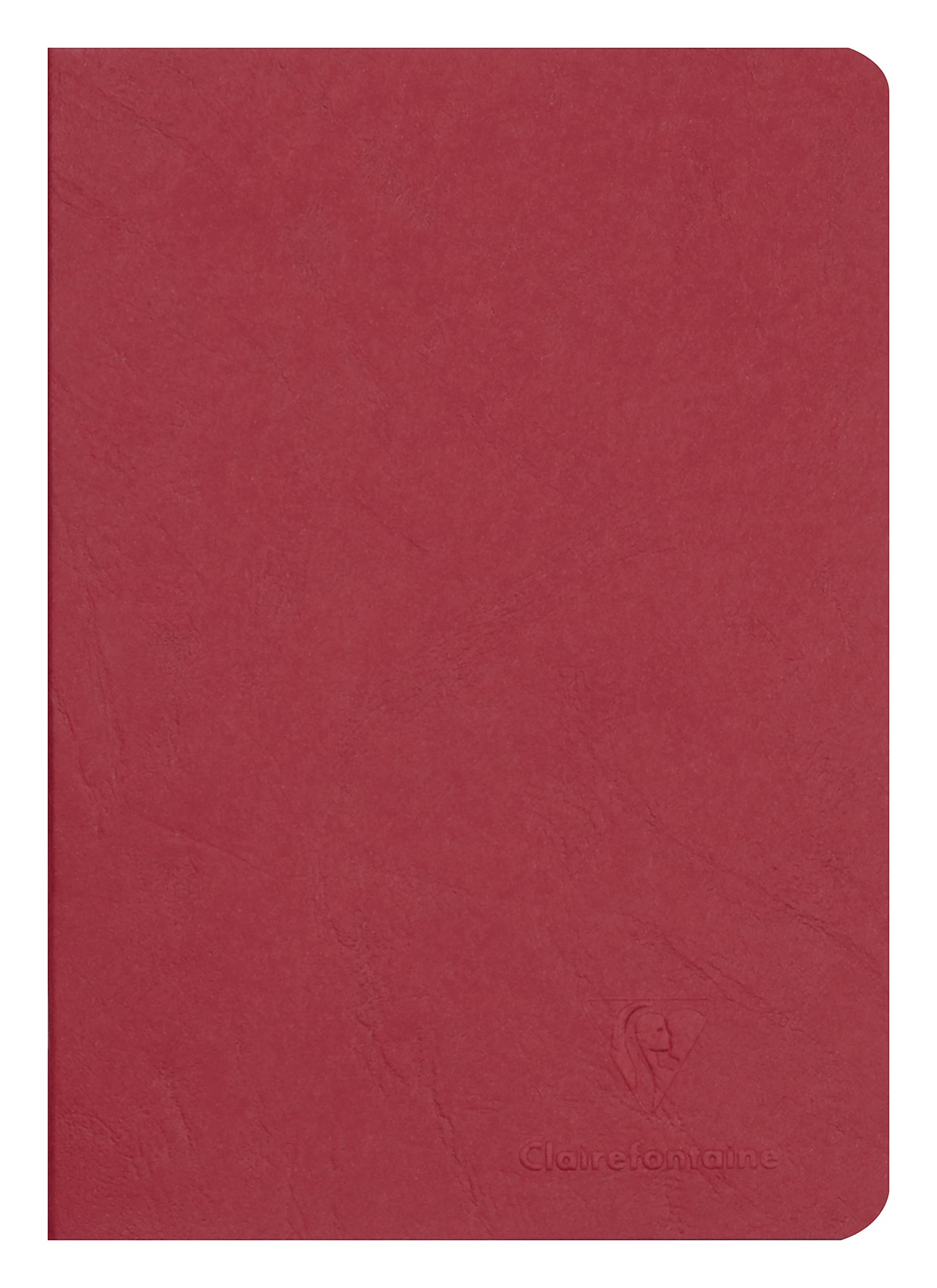 Clairefontaine 733102C Collection Age Bag A Red Stapled Notebook - A5 14.8x21 cm - 96 Plain White Pages - 90 gsm Paper - Leather Grain Glossy Card Cover