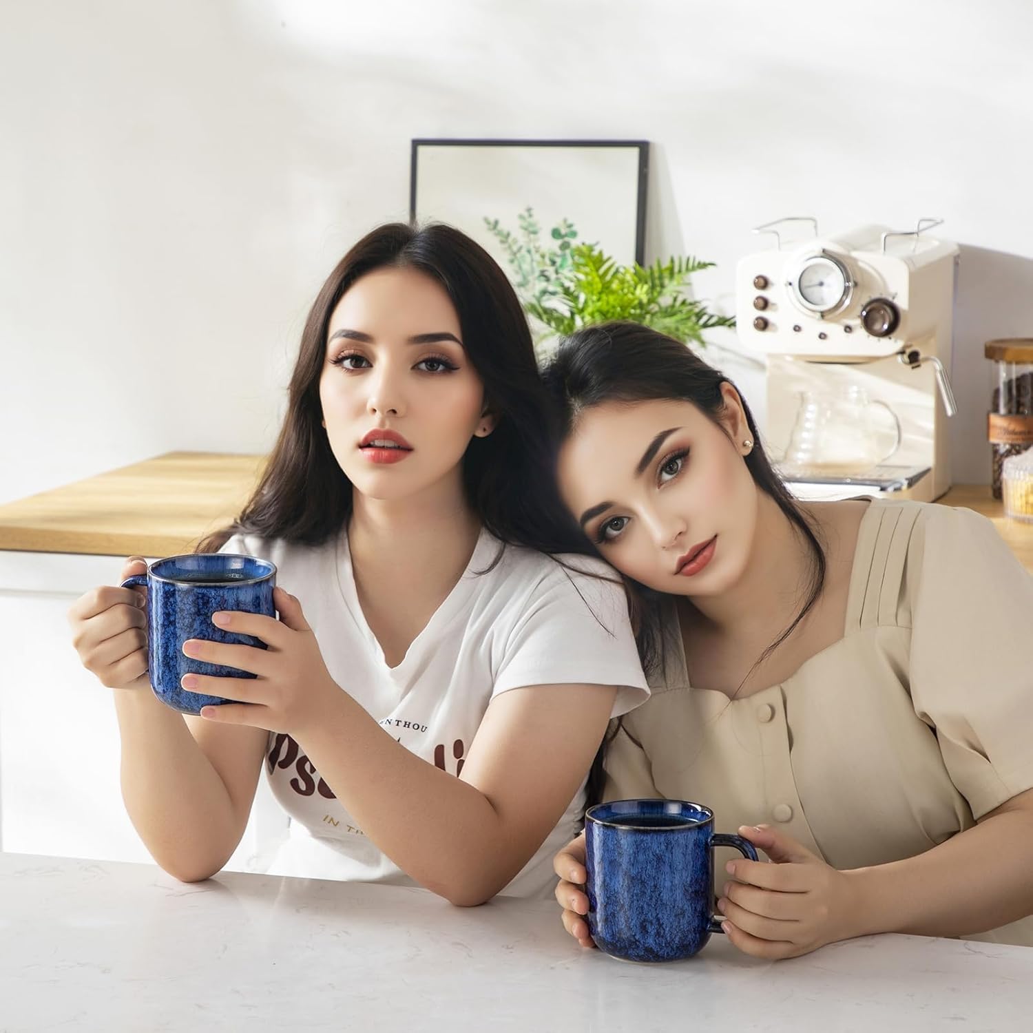 vancasso STARRY Coffee Mugs Set, 16 oz Ceramic Coffee Cups for Americano Hot Tea Iced Coffee Cold Brew Cocoa Milk Stoneware Mugs Set of 6, Dishwasher & Microwave Safe, Blue - Image 9