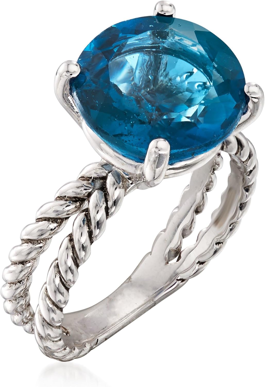 Ross-Simons 6.75 Carat London Blue Topaz Open-Space Roped Ring in Sterling Silver