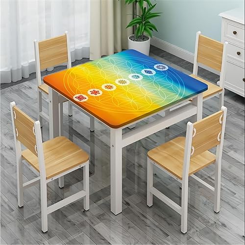 Miniatura 4 de Mantel cuadrado abstracto, diseño en tono degradado, elástico, se adapta a mesas de 32 x 32 pulgadas, para restaurantes, picnic, patio, decoración