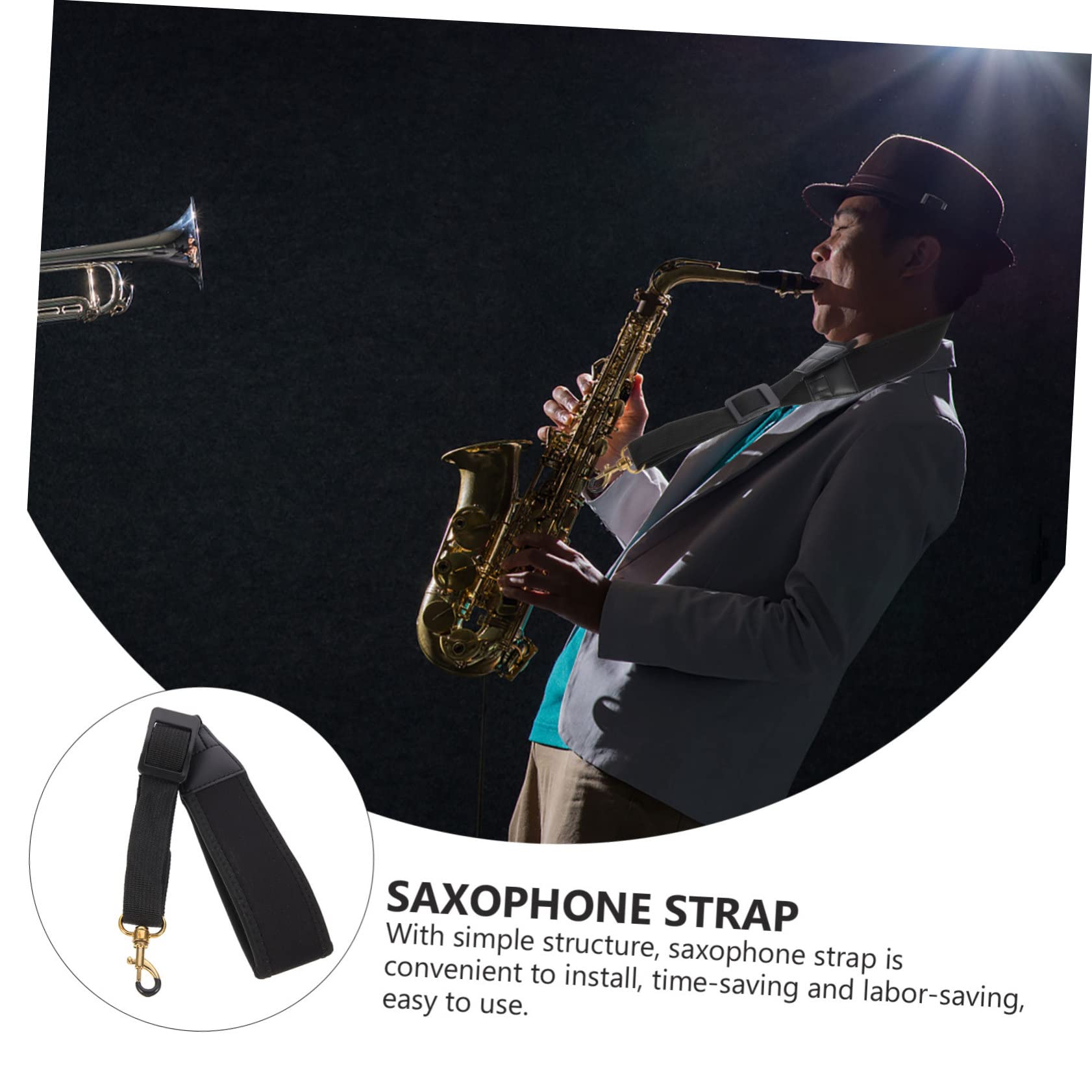 BESPORTBLE Adjustable Sax Neck Strap Durable Elastic Shoulder Belt for Alto and Tenor Saxophones for Students Comfortable and Practical Replacement Strap