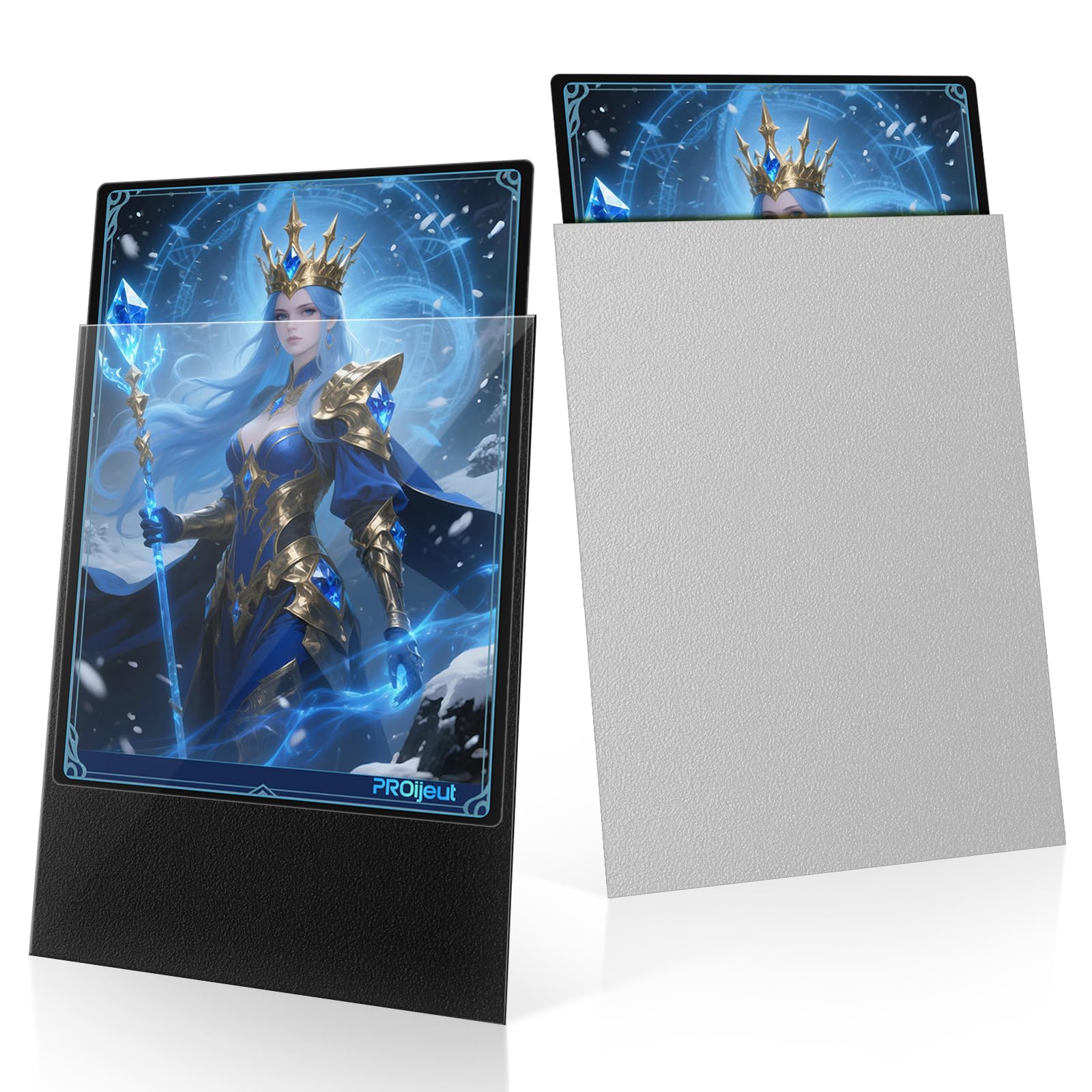 200 Pack Card Sleeves, Matte Dual Trading Card Sleeves with Opaque Back &amp; Smooth Shuffle, Tear Resistant Card Protectors for MTG, TCG and Game Cards (Justice Silver)