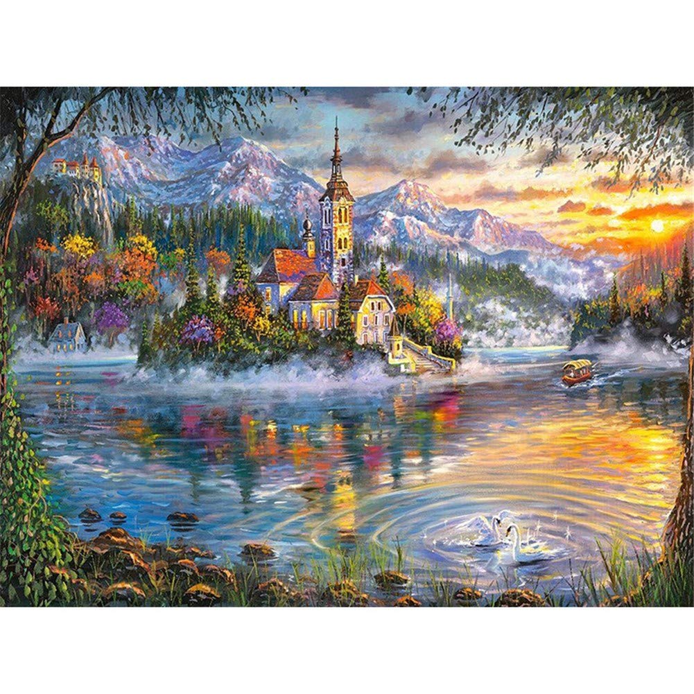 Kit Peinture Diamant 5D Château Broderie Strass 70x90cm