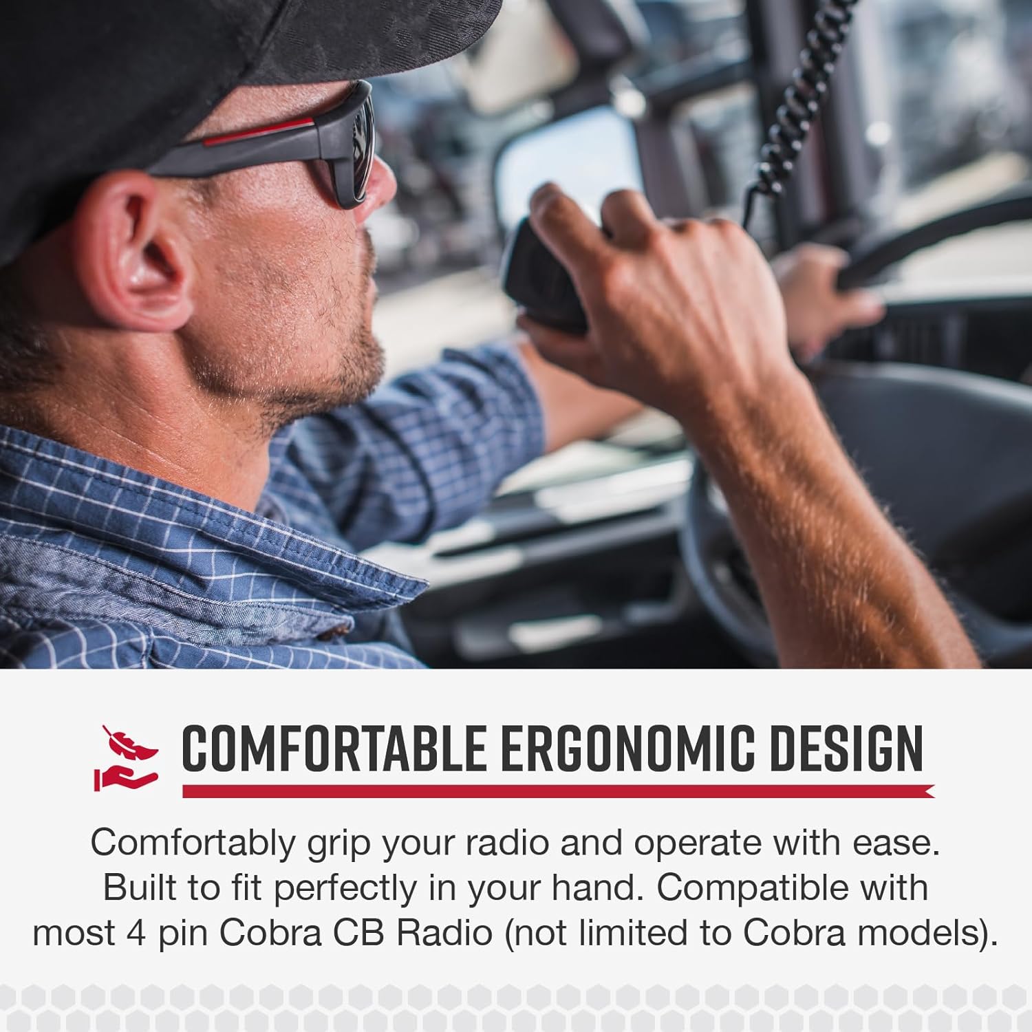 Cobra HG M77 Premium Replacement Noise Canceling CB Microphone (Black) – 4 Pin Connector, 9 Foot Cord, Heavy Duty ABS Shell, Wire Mesh Grille, Left Side Push To Talk, Chrome Connector, One Size