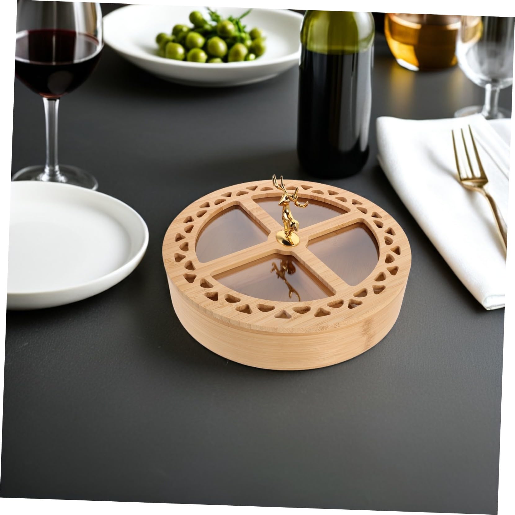 Cabilock Plateau à Fruits Secs Compartimenté avec Couvercle Boîte de Rangement pour Bonbons et Noix Organisateur de Cuisine et Salon