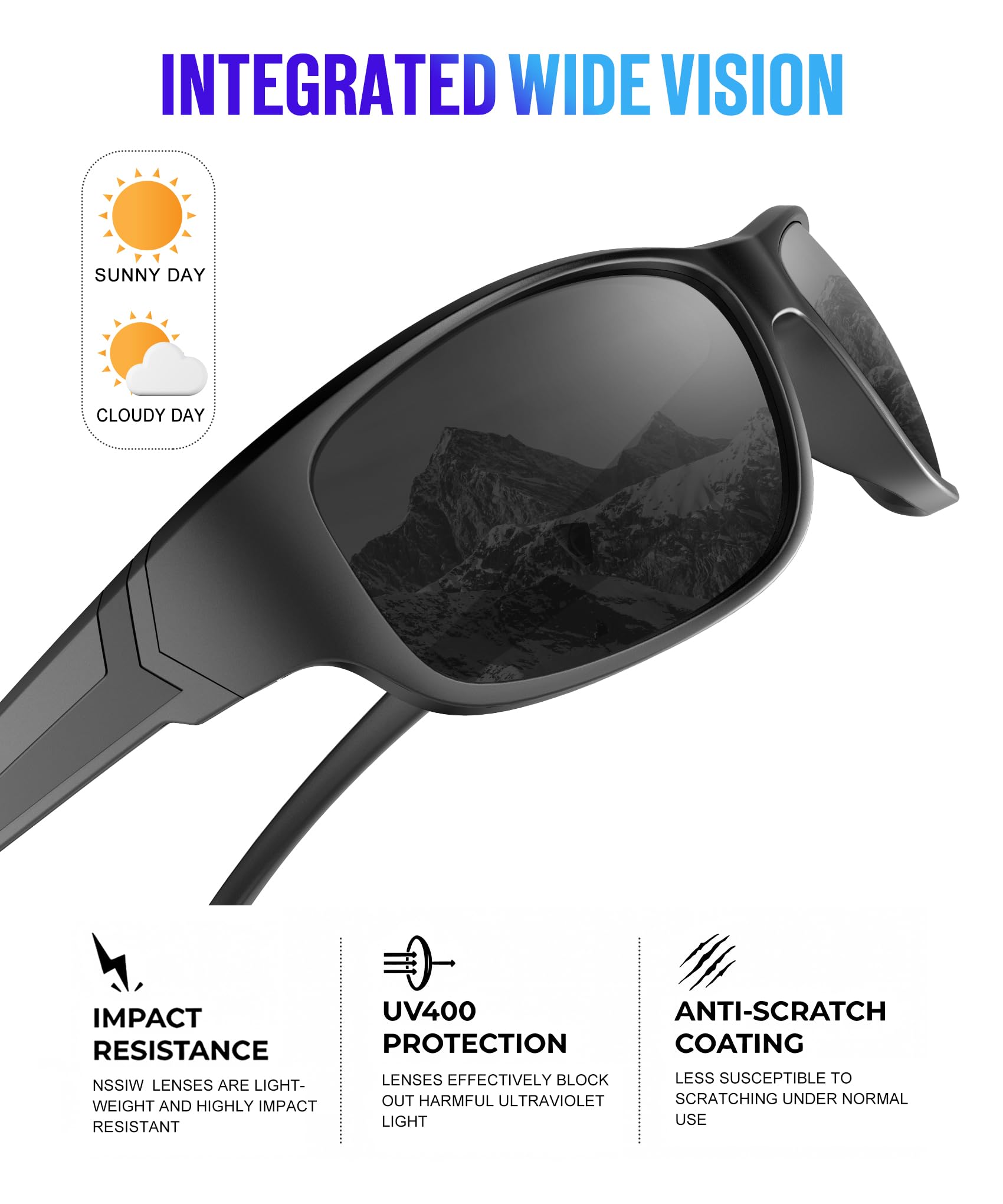 NSSIW Occhiali da sole polarizzati da uomo, sportivi, da uomo: occhiali da sole da donna, polarizzati, protezione UV400, per pesca, corsa, golf