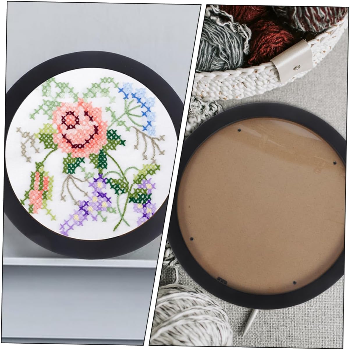 LIFKICH Embroidery Hoop Frame Display Circle for Finished Cross Stitch Sewing Wall Picture Frame for Home Decoration for Housewarming Christmas and Special Occasions