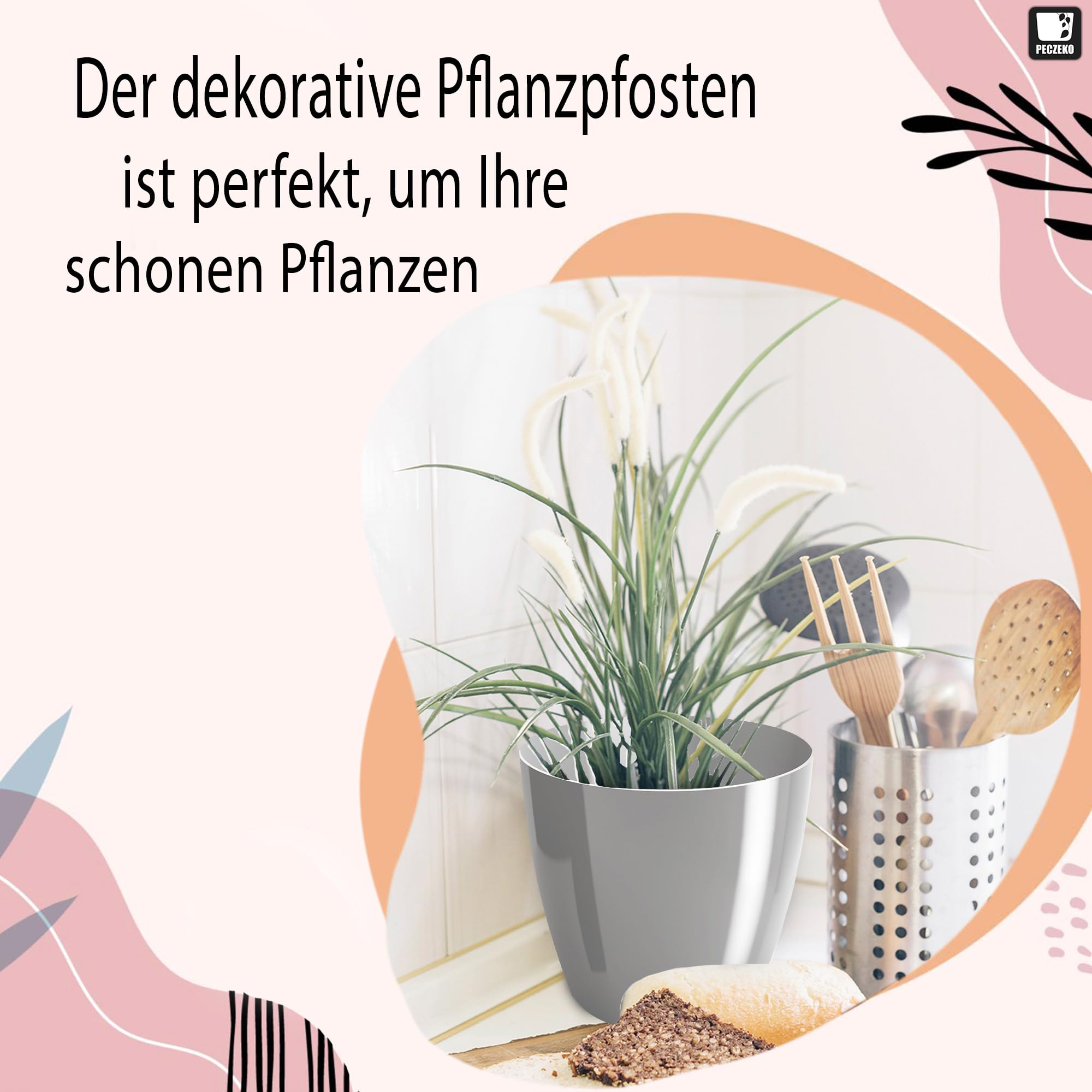 Macetas Brillantes Macetas Decorativas Hierbas Macetas Redondas de plástico duraderas y Ligeras para salón, Comedor, Cocina, terraza, balcón Juego de 2 Piezas (Antracita, diámetro 16 cm) — view 25