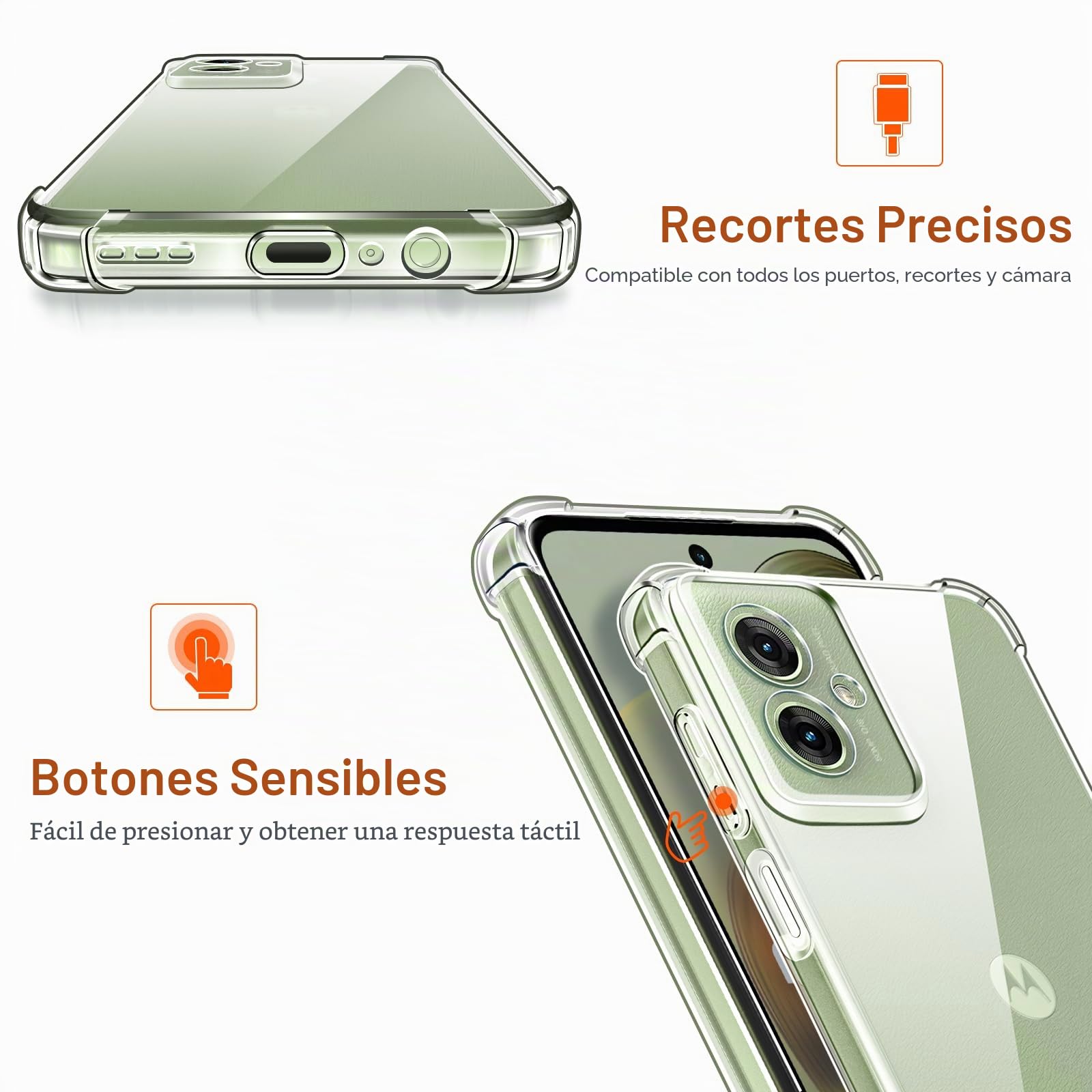 Ivoler Funda Transparente Para Motorola Moto G05 / E15 – TPU Suave, Esquinas Con Airbags, Antihuellas Y Protección De Cámara Y Pantalla