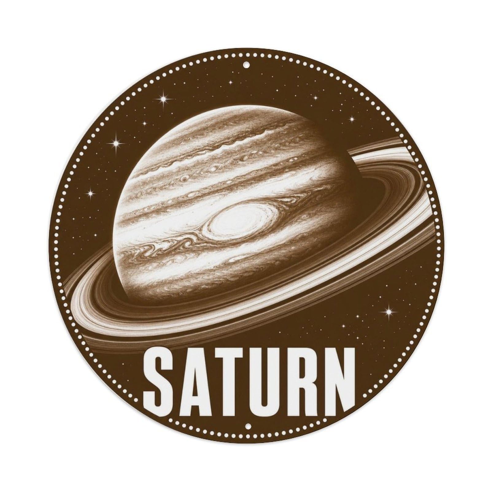 Cosmos Celestial Saturn Ringed Planet Vintage Space Metal Tin Sign Plaque Wall Decor for Cafe, Man Cave, Club Bar, Office, Home Garden Round Metal Poster 8x8Inch