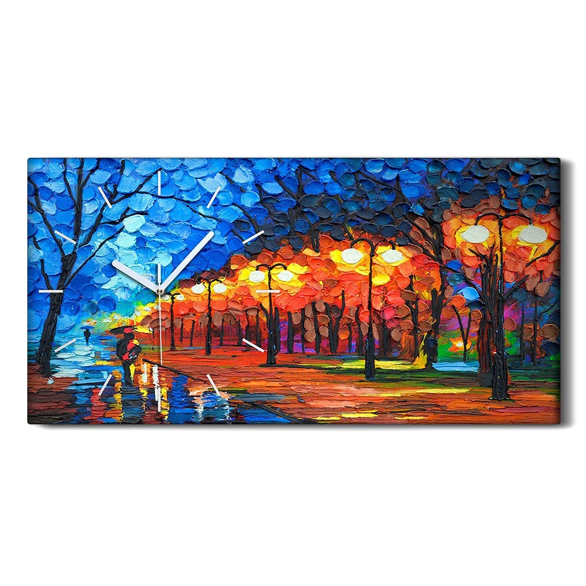 Horloge sur toile 60x30cm silencieuse Park Light Coloré pour décoration murale de salon