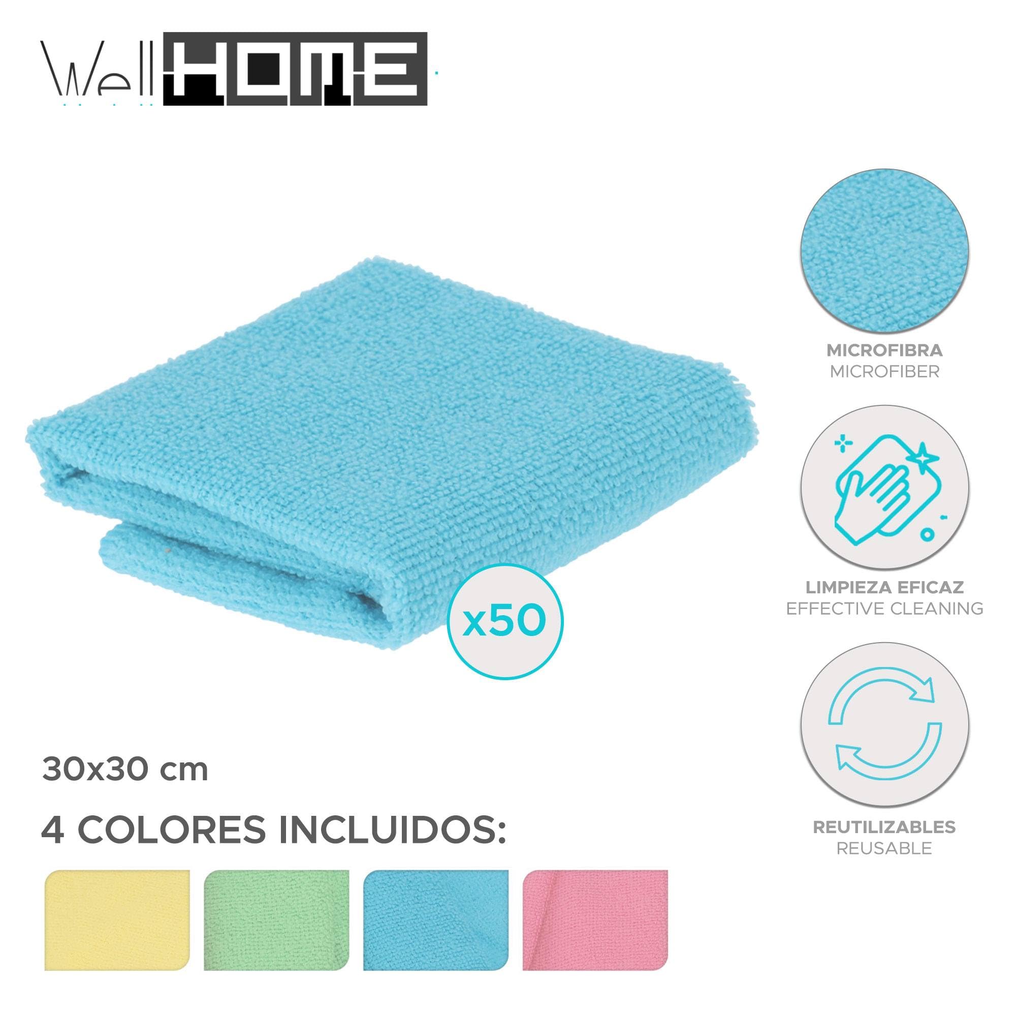 Image secondaire de Lot de 50 Torchons en Microfibre Multicolores - 30 x 30 cm