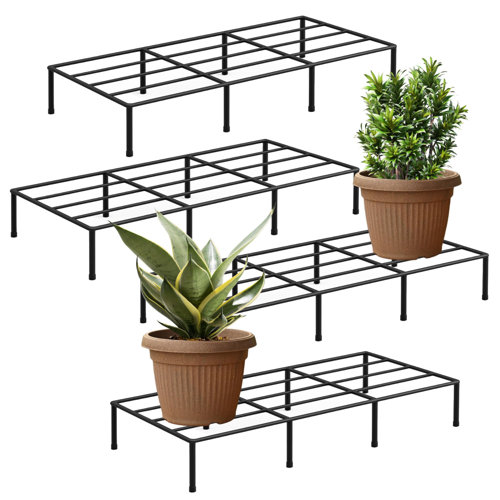Zamia Ultra Lite Black Plant Stands for Home, Balcony & Outdoors| Pack of 4 | Metal Stands for Decorations (Size- 24 Inch L & 8.5 Inch W)|Plant Stand For Living Room-image-17