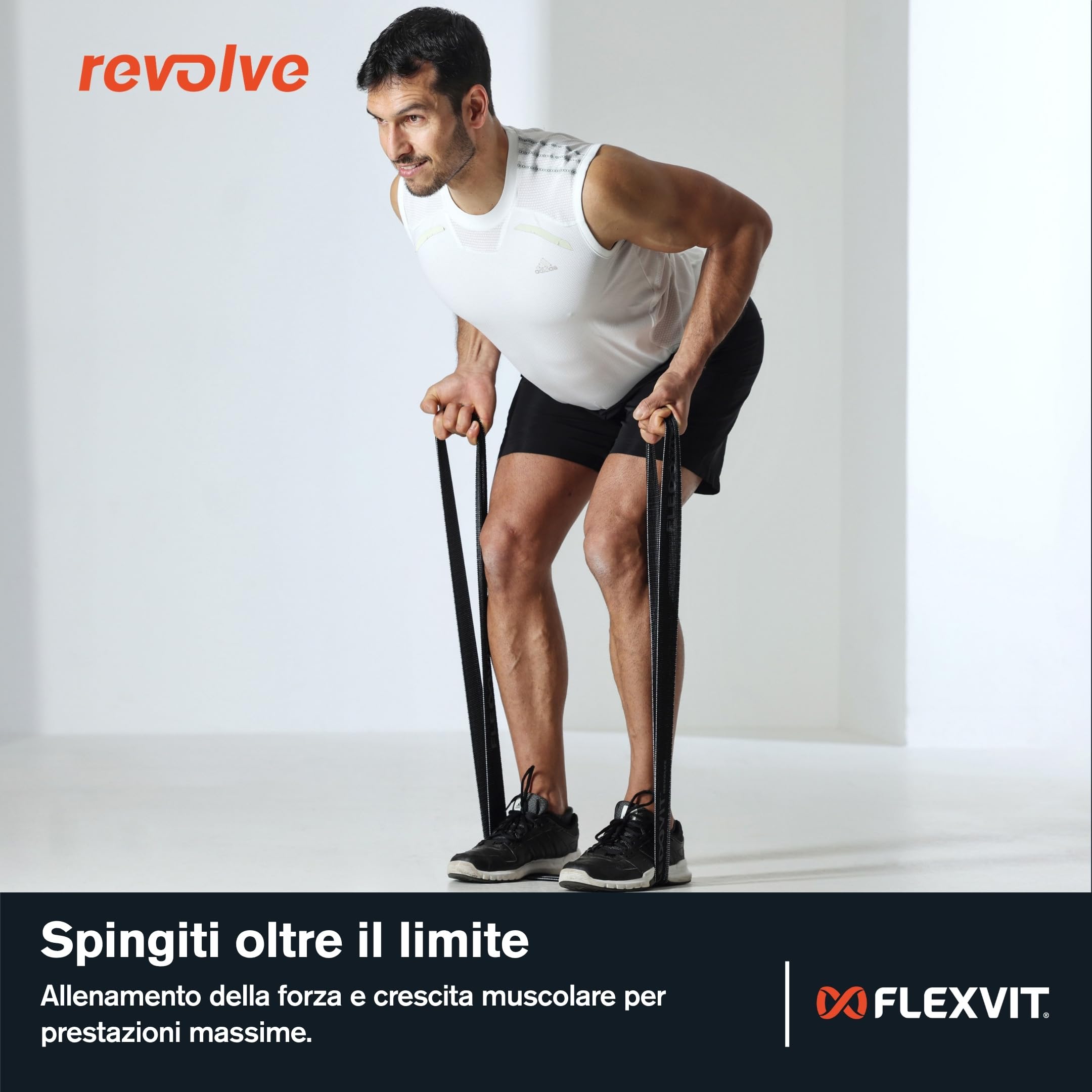 FLEXVIT Revolve - Powerband elastico per allenamento funzionale, fisioterapia e fitness, 5 livelli di resistenza, lunghezza ca. 1000 mm, certificate Oeko-Tex, Made in Germany