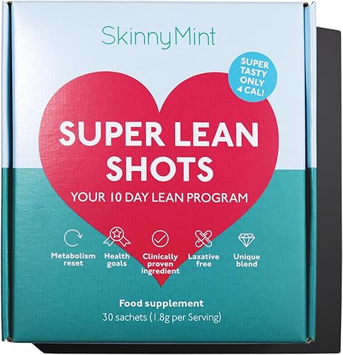SkinnyMint Shots súper magros. Inhibidor del apetito de glucóanano. Totalmente natural, vegano y sin gluten. Programa de 10 días para ayudar a las