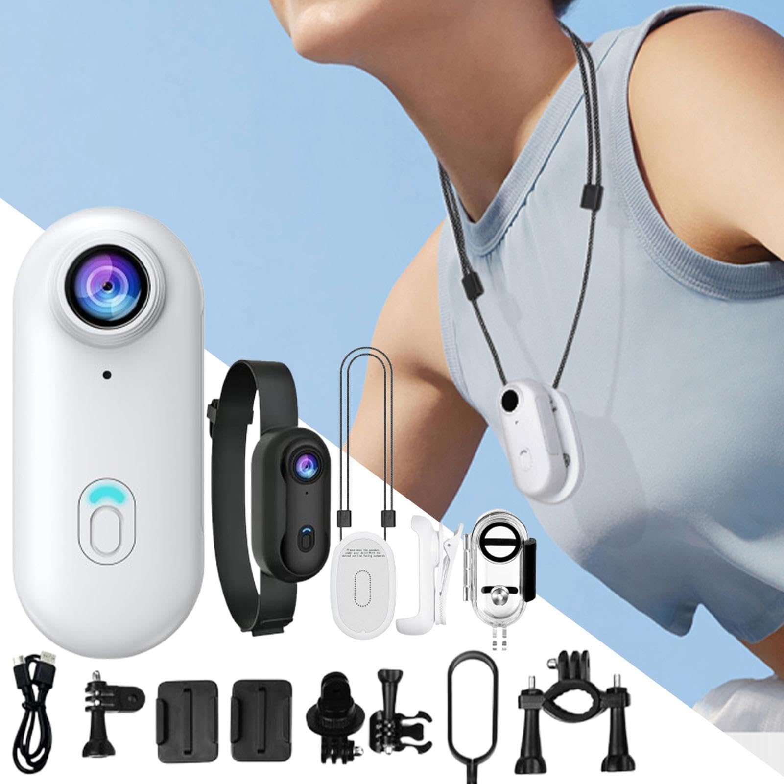 Generico Mini Telecamera Action Camera Tascabile | Dispositivo Vlogging 1080P Indossabile Portatile per Sport Motociclismo Ciclismo Palestra Escursionismo Viaggi Avventura