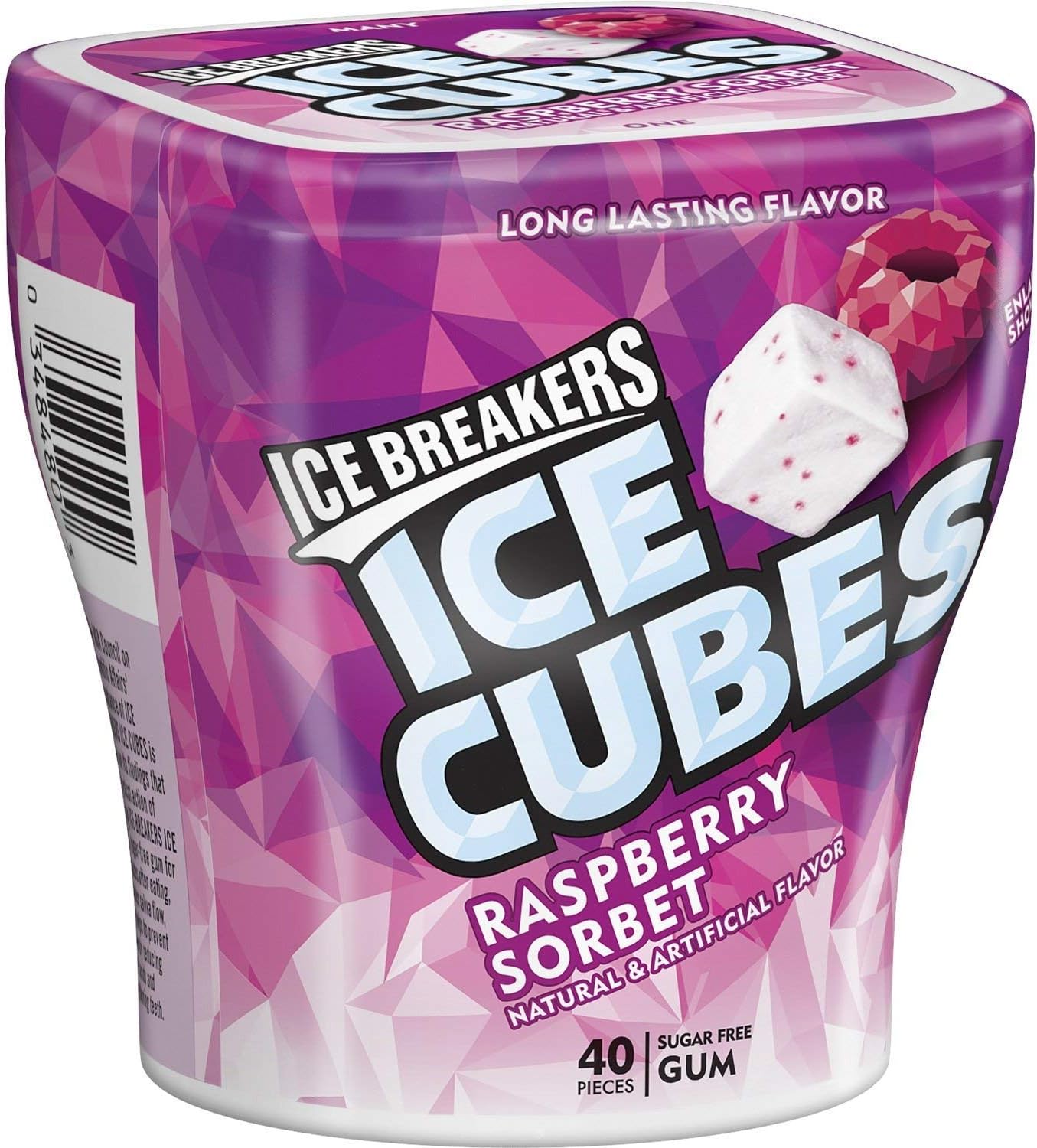 ICE BREAKERS ICE CUBES Raspberry Sorbet Chewing Gum (Sugar Free, 40-Count Pieces, Pack of 4) by Ice Breakers