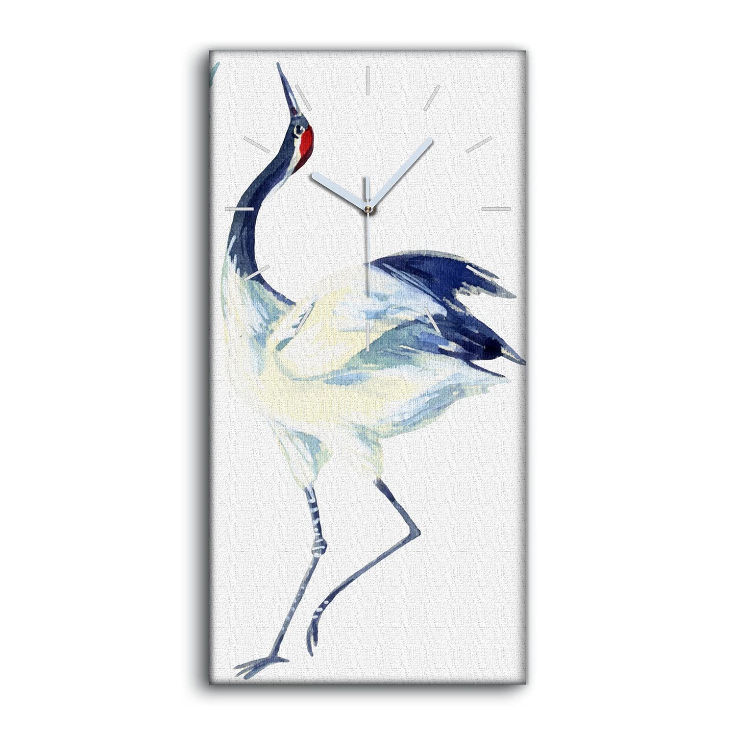 Horloge sur toile 30x60cm abstrait oiseaux et animaux sauvages