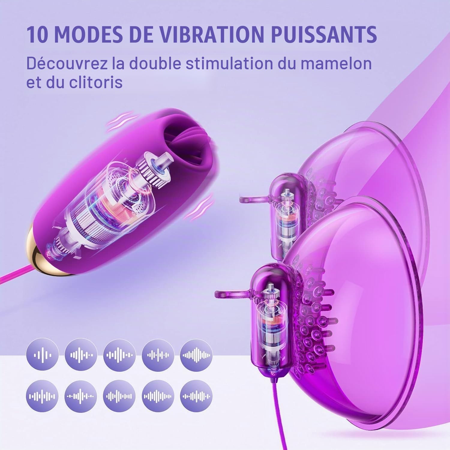 Vibromasseur Sex Toýs Femme, Jouets de Mamelon Ventouse Teton, Suceurs pour Mamelon Sextoy, Sextoyse Femme Clitoridienne, Stimulateur Clitoridien, Sex Toys Jouet Sexualité Jeux Sexuelle Adulte Couple