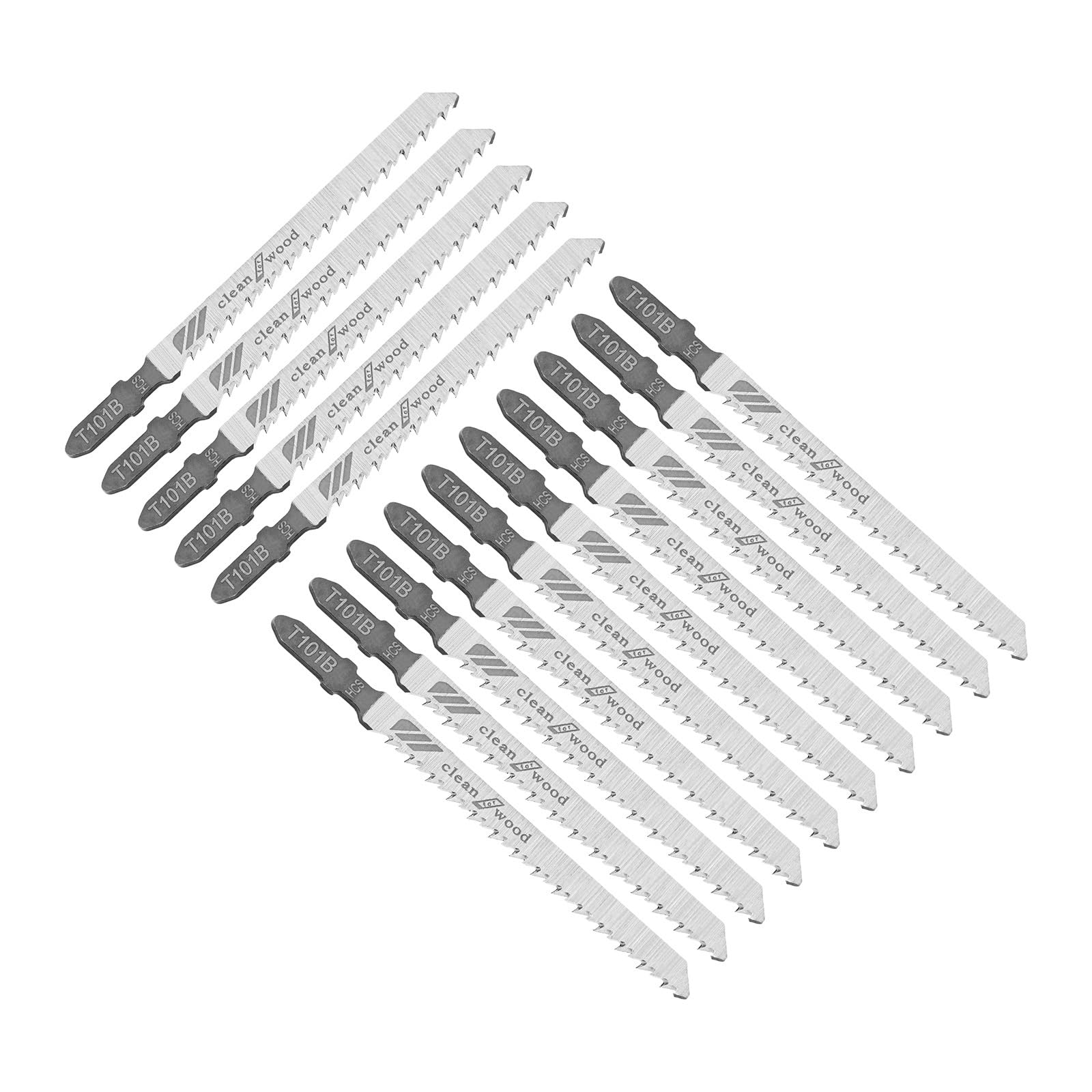 Set di lame per seghetto alternativo HCS con attacco a T da 60 pezzi per utensile taglio dritto preciso in acciaio al carbonio per tavola legno in metallo plastica(T101BR)