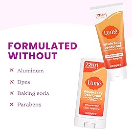 Lume Whole Body Deodorant - Invisible Cream + Solid Stick Mini Bundle - 72 Hour Odor Control - Aluminum & Baking Soda Free, Skin Loving - 0.5 Ounce Each - Travel, Trial Size Minis (Clean Tangerine)