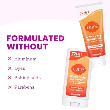 Lume Whole Body Deodorant - Cream + Solid Stick Mini Bundle 0.5oz Tangerine