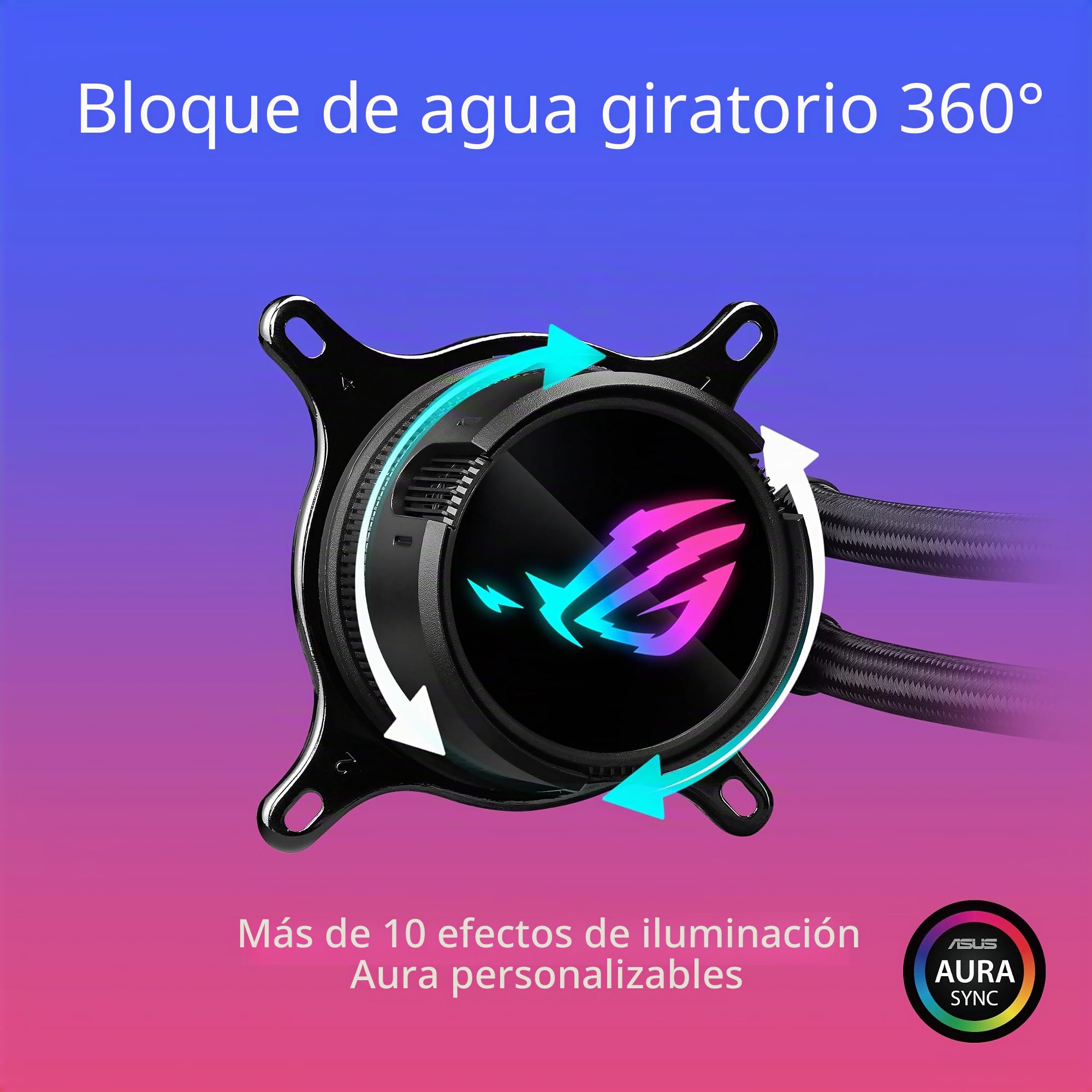 ASUS ROG STRIX LC III 360 - Sistema de refrigeración líquida AiO con bloque de agua 360°, bomba Gen7 v2 de Asetek, ventiladores ROG y más de 10 efectos de iluminación Aura personalizados