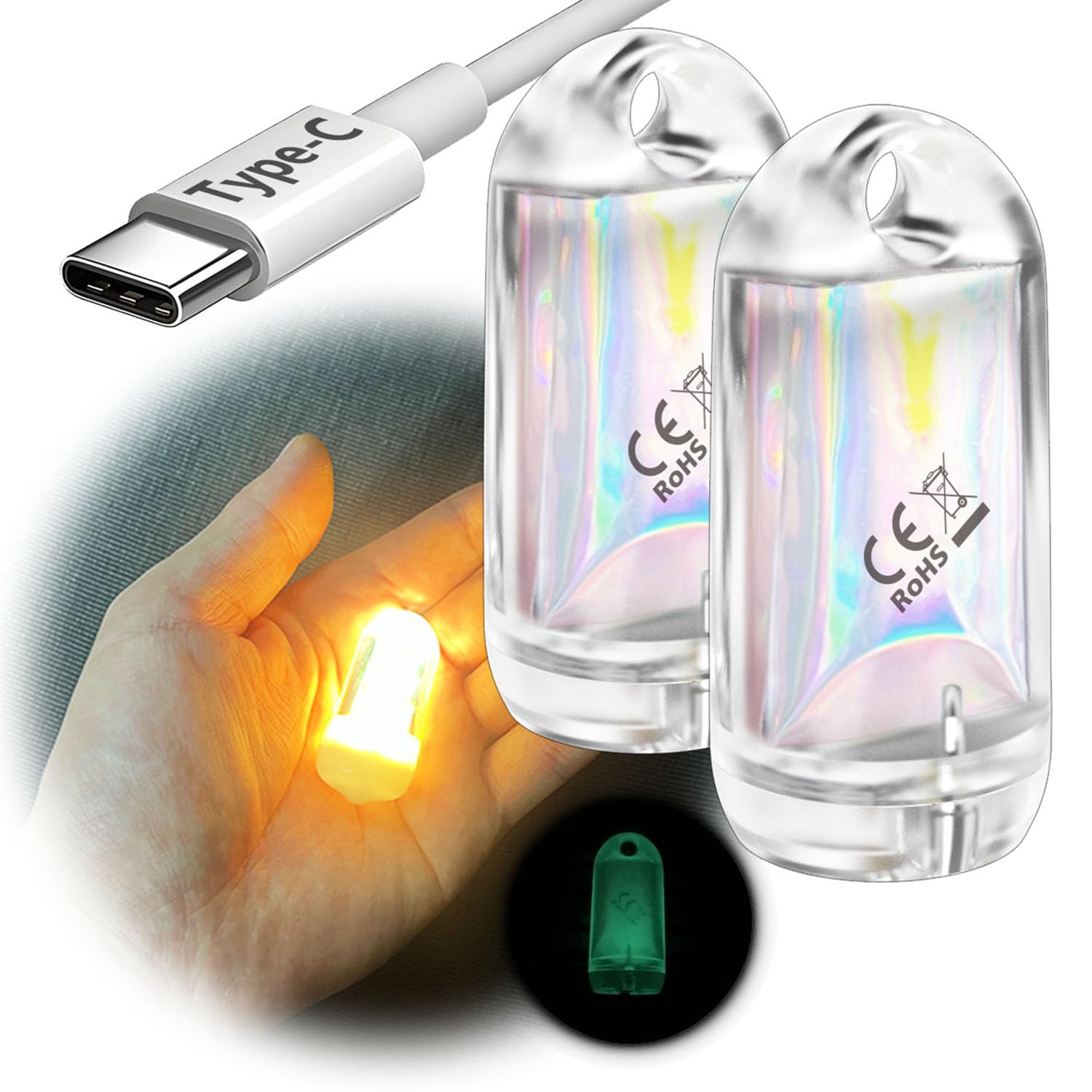 DOKEEP GD2 超ミニ LEDライト 2個セット超軽量 11g USB-C…