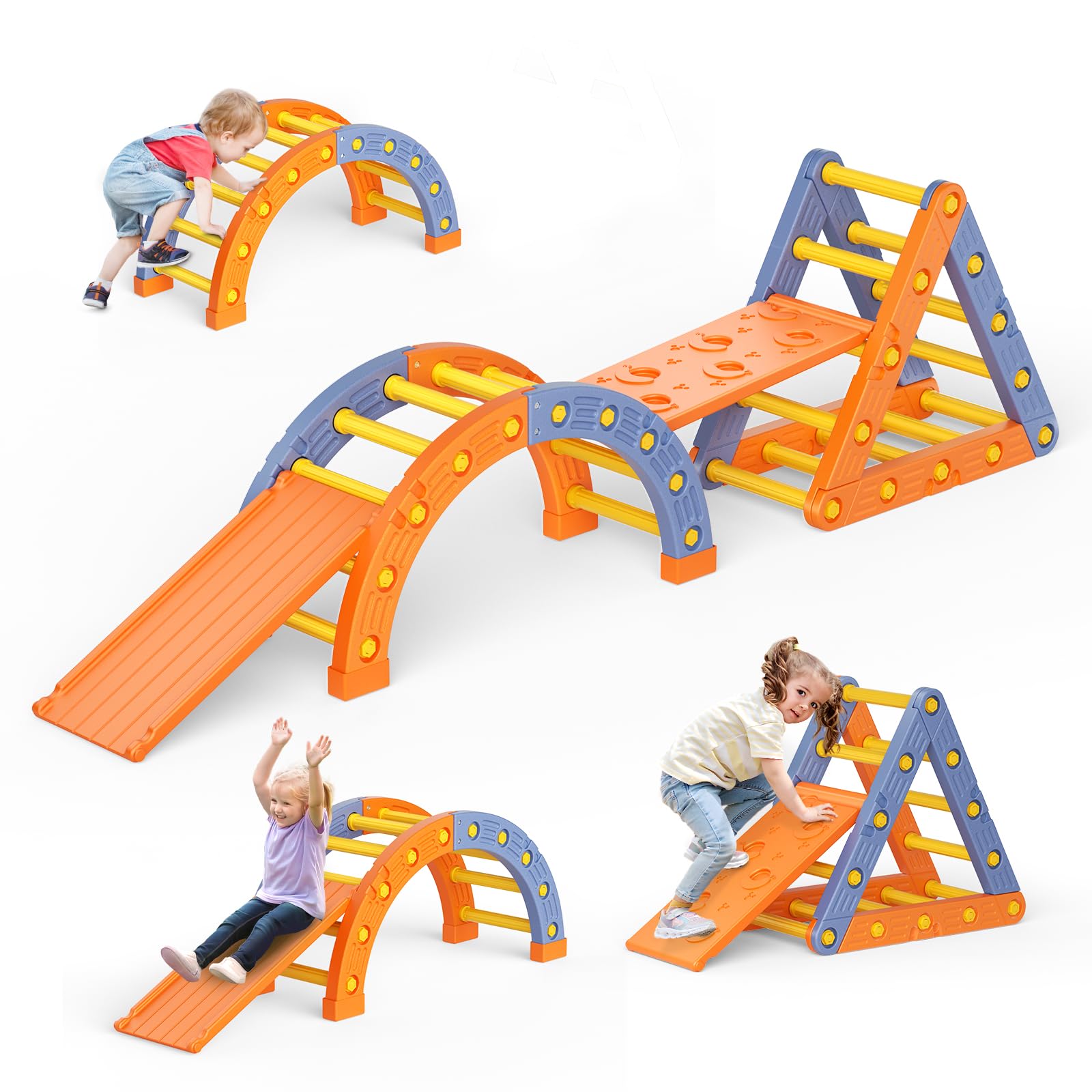 Montessori Juego de estructura de escalada, triángulo de escalada para interiores con estructura de escalada triangular, semicírculo, escalera, tobogán de plástico, gimnasio de escalada para bebés Montessori Juego de estructura de escalada, triángulo de escalada para interiores con estructura de escalada triangular, semicírculo, escalera, tobogán de plástico, gimnasio de escalada para bebés