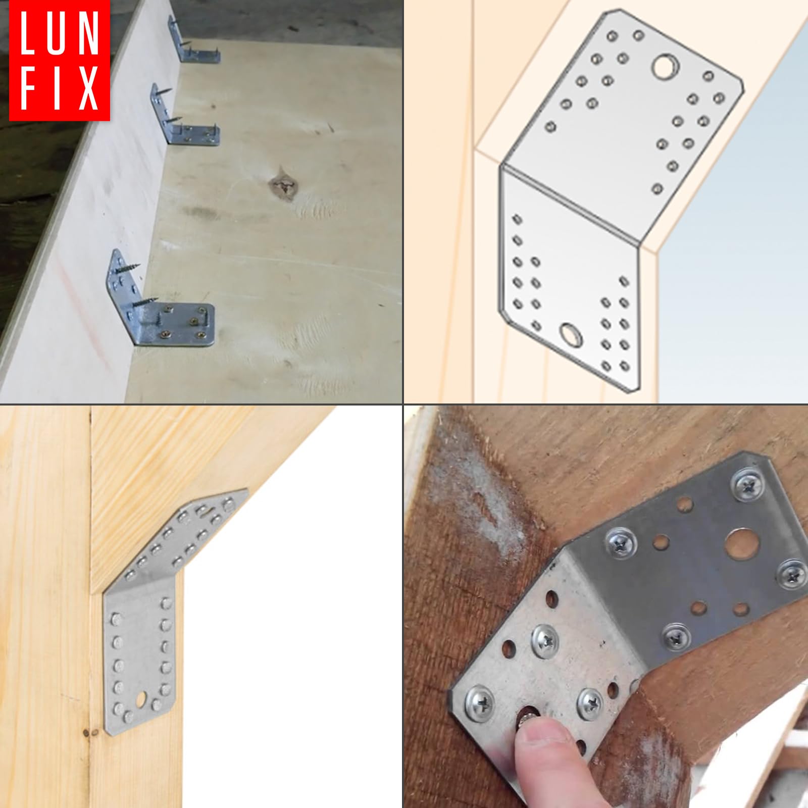 Winkelverbinder 135 Grad 90x90x65 mm verzinkt 50 Stk Schwerlast | 135 Grad verzinkt Schwerlast, Bauwinkel Lochwinkel Montagewinkel Metallwinkel, Holzverbinder Balkenverbinder Stahlwinkel
