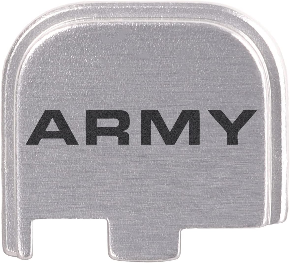 NDZ Performance Slide Cover Back Plate for Glock 43 43X 48 & PSA Dagger Micro – Aluminum Upgrade with Black Engraving – Army Text – Silver