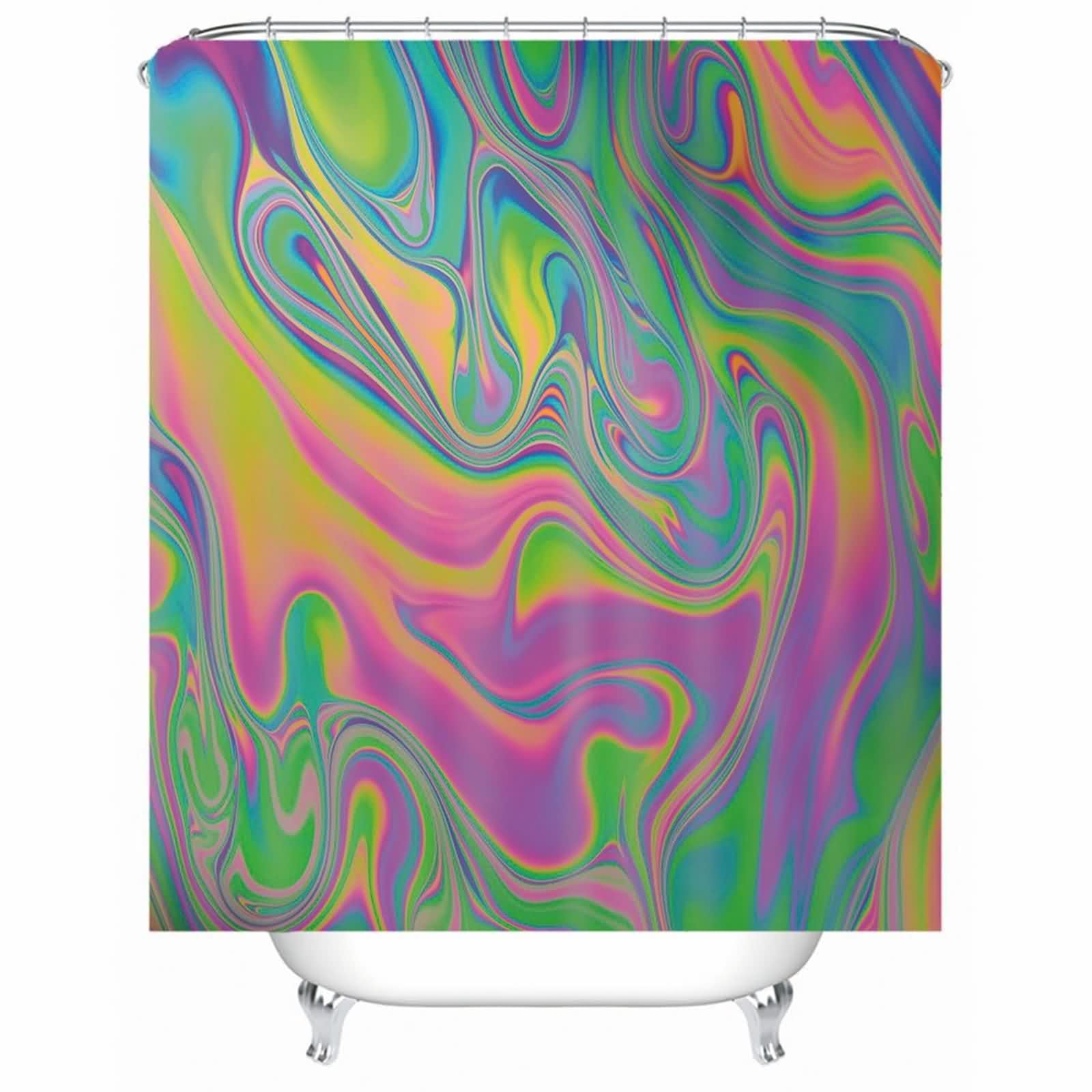 Rideau de douche anti-moisissure et imperméable en polyester rose et vert