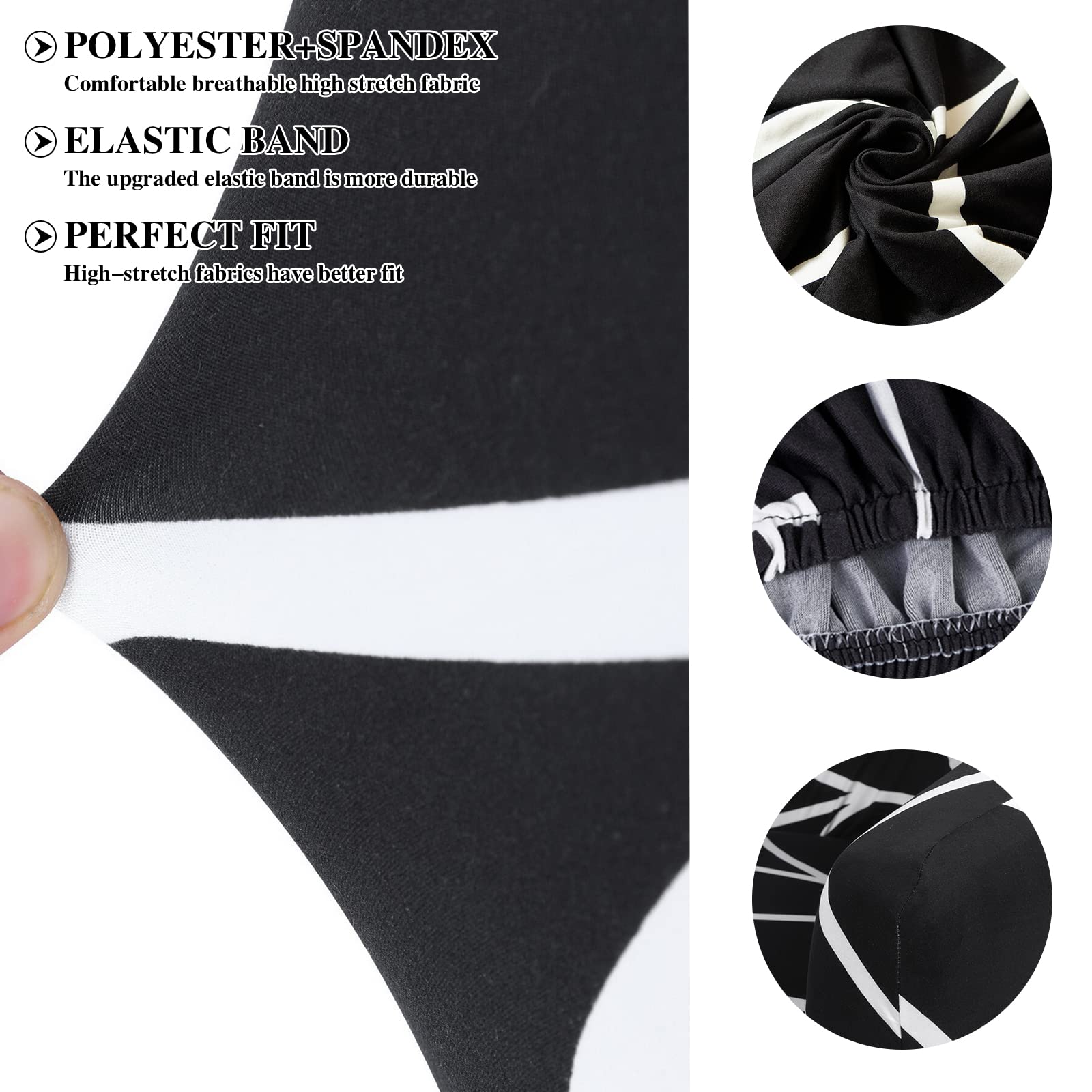 Jaotto Coprisedia Elasticizzati con Schienale 6 Pezzi, Fodere Coprisedie Universale per Sala da Pranzo Cucina, Moderno Coprisedia Lavabile Estraibile, Coperture per Sedie(Linea Nera,6 Pezzi)