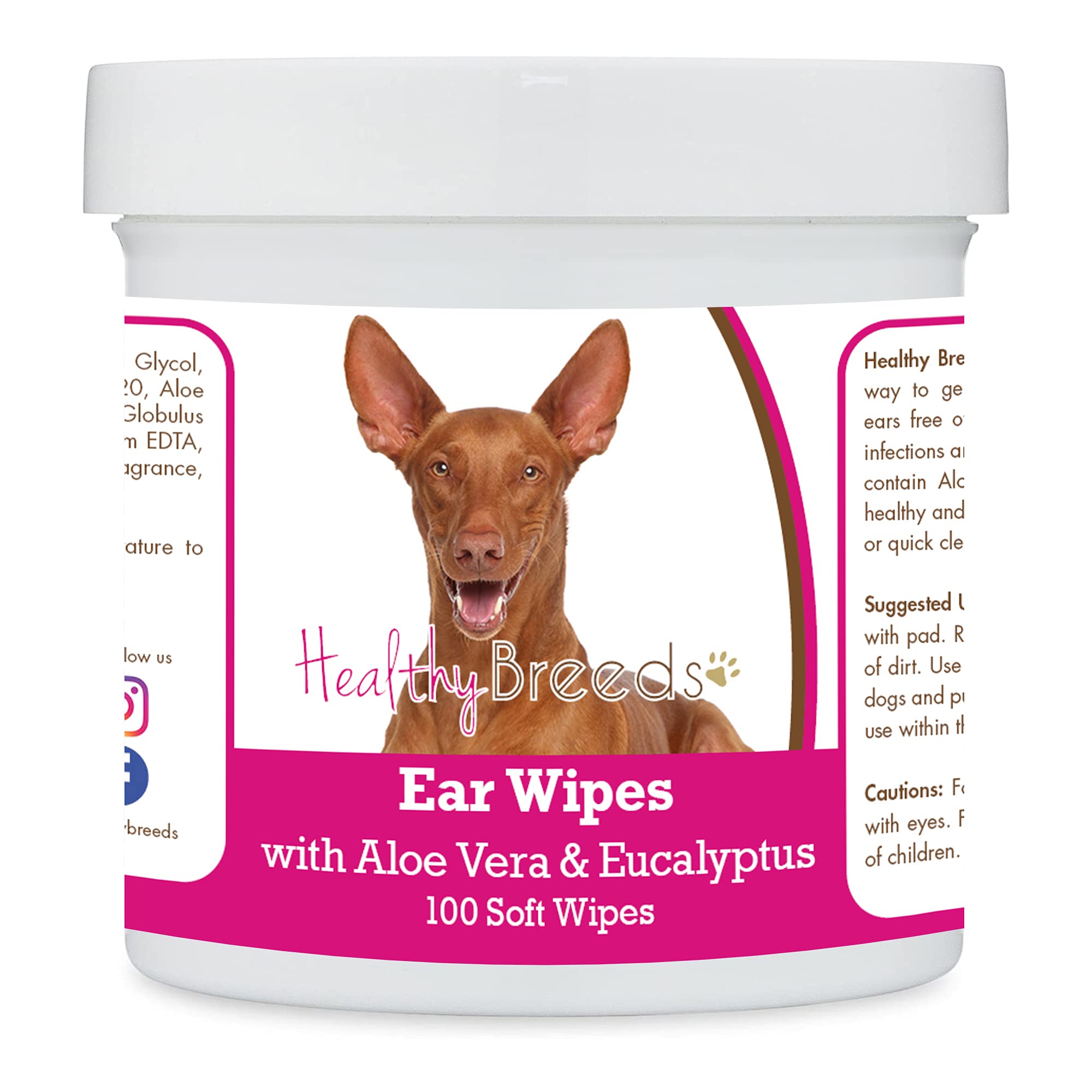 Healthy Breeds Pharaoh Hound Ear Cleaning Wipes with Aloe &amp; Eucalyptus for Dogs 100 Count