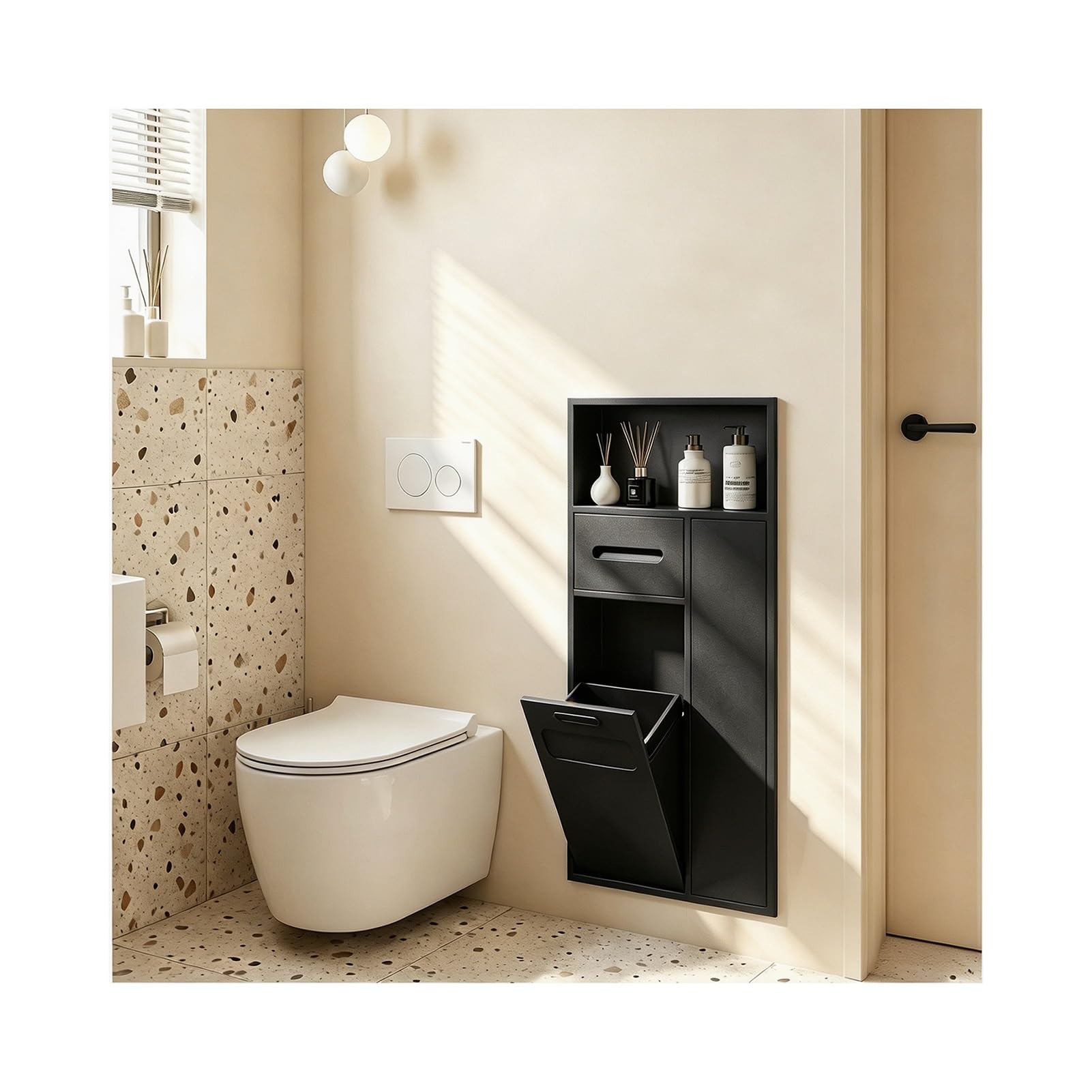 Recessed Toilet Niche for Bathroom, Concealed Trash Can Niche