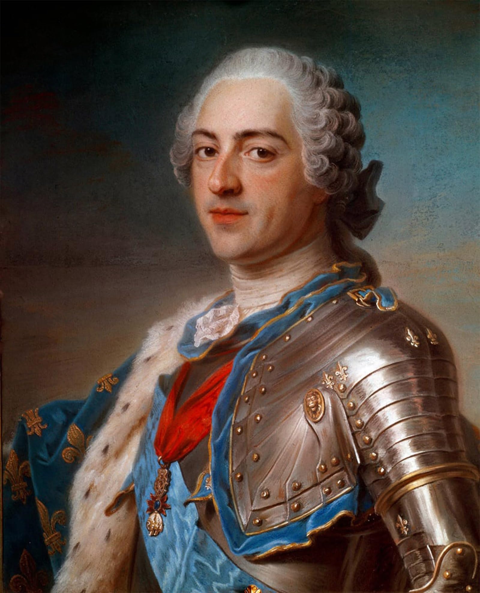 POSTERIIk Vintage Classic Picture Landscape Artwork Portrait of Louis Xv in Armor with the Cords of the Order by Maurice Quentin De La Tour Portrait Canvas Painting for Office Home Decor 60x90cm