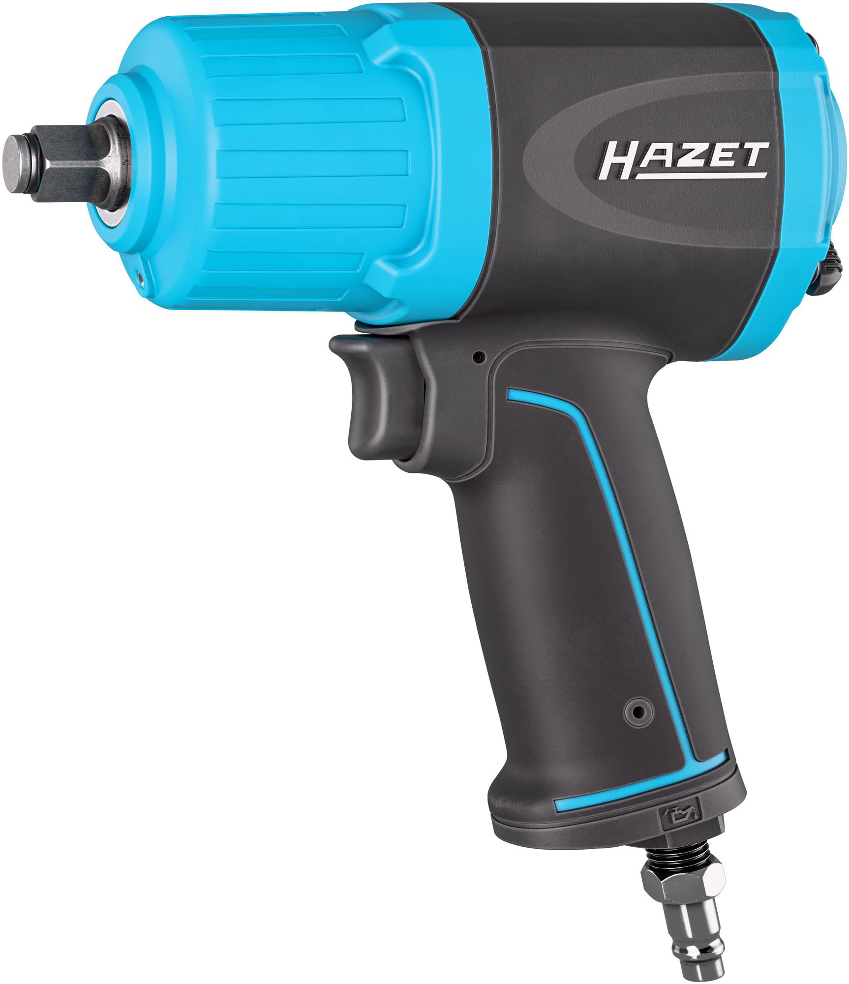 Hazet Schlagschrauber 9012ECO, 1/2 Zoll Vierkant, Lösemoment 1700 Nm, Hochleistungs-Doppelhammer, vierstufig Rechtslauf, kälteisolierter Griff, 198 l/min Luftbedarf