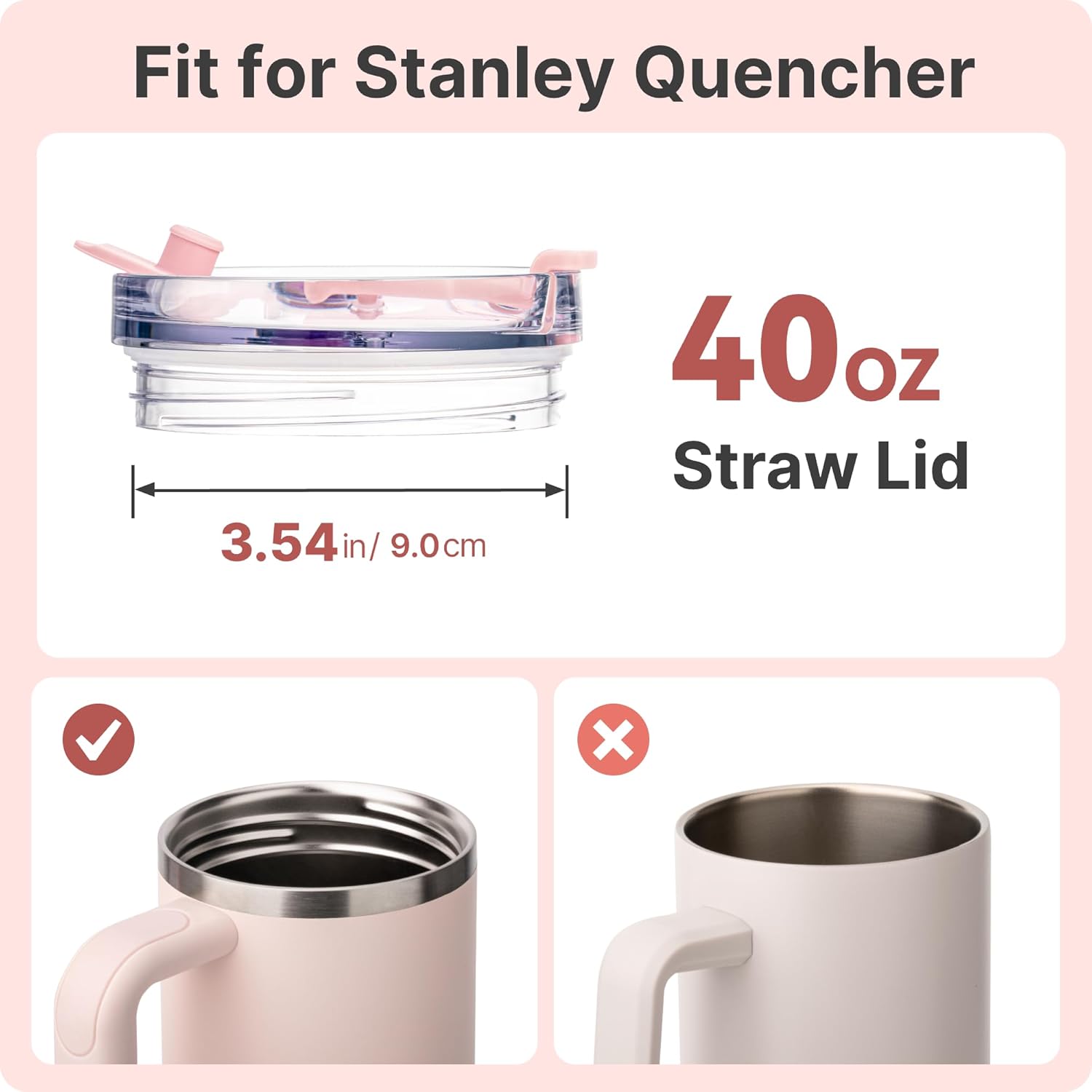 40 OZ Tumbler Lid Replacement for Stanley Quencher 2.0 & ProTour Tumblers, 40 OZ Spill Proof Tumbler Lid for Stanley Cup (Black) - Image 6