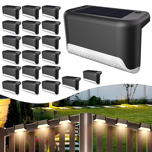 Solar Deck Lights Outdoor, 20 Pcs Solar Step Lights, Waterproof