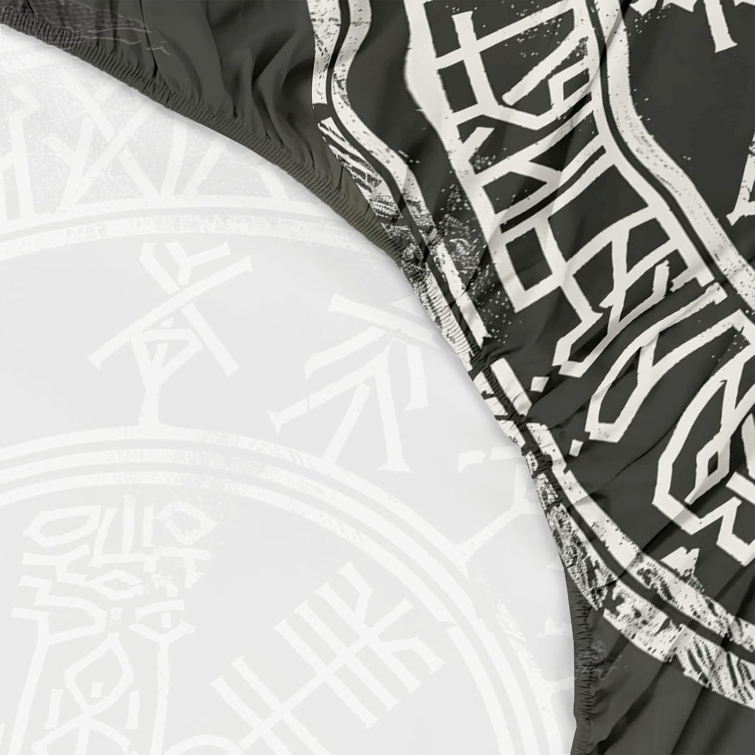 Fitted Sheet 3 Pieces Twin XL Size Viking Runes Simple CirclesGray Black, Fits Mattress Between 8 to 16 inches, Deep Pockets Fitted Bed Sheet Soft Wrinkle Free Easy-Fit, Breathable Cooling