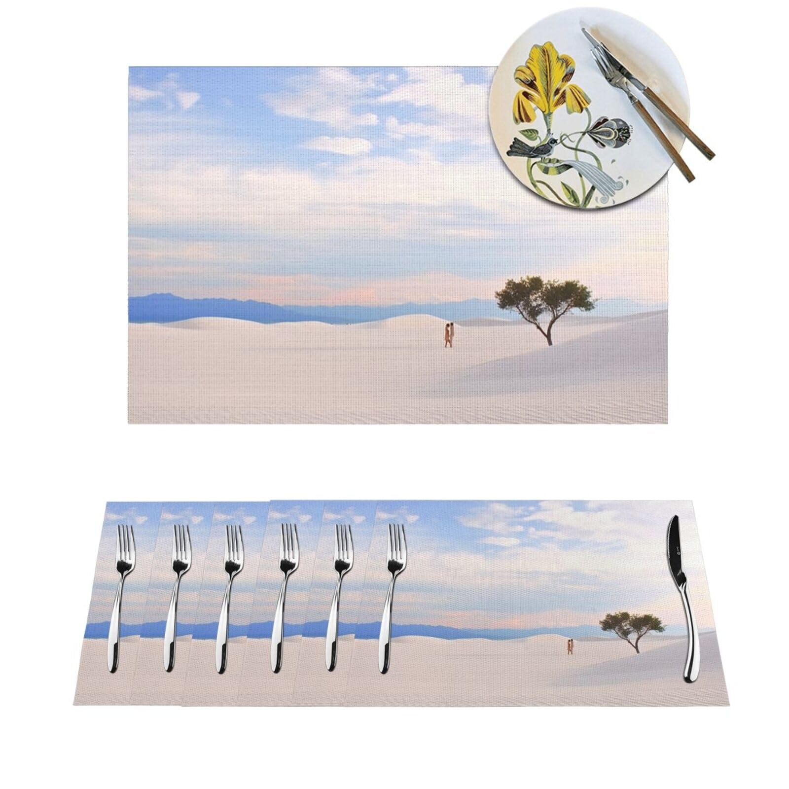 Set de table sable blanc antidérapant et résistant pour la cuisine