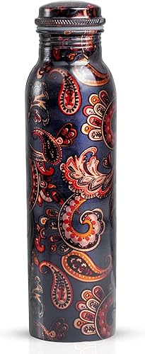 ABHISUBYA Botella de agua de cobre de 34 onzas  1 litro  un recipiente de cobre puro ayurvédico hecho a prueba de fugas para beber, bebe más agua,