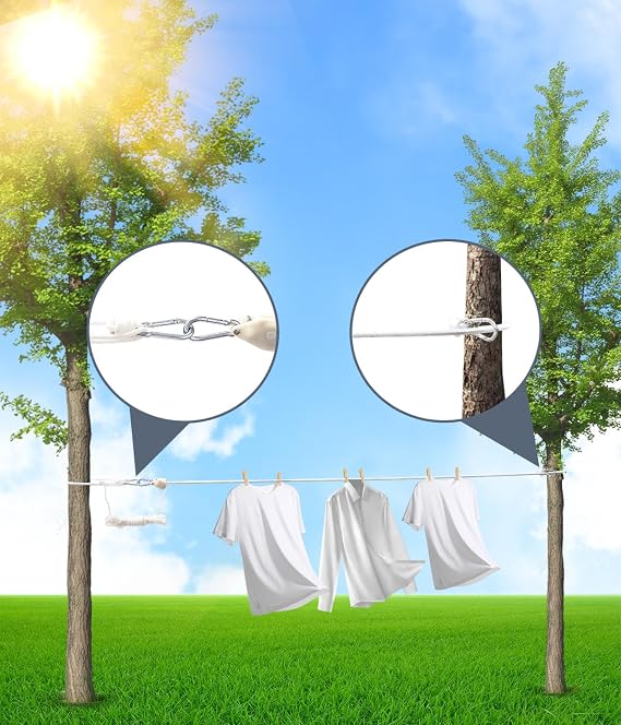 Retractable Portable Clothesline, 33Feet 25/6Inch, Sturdy and Durable Easy to Install, Adjustable, for Balcony Yard Camping & Travel