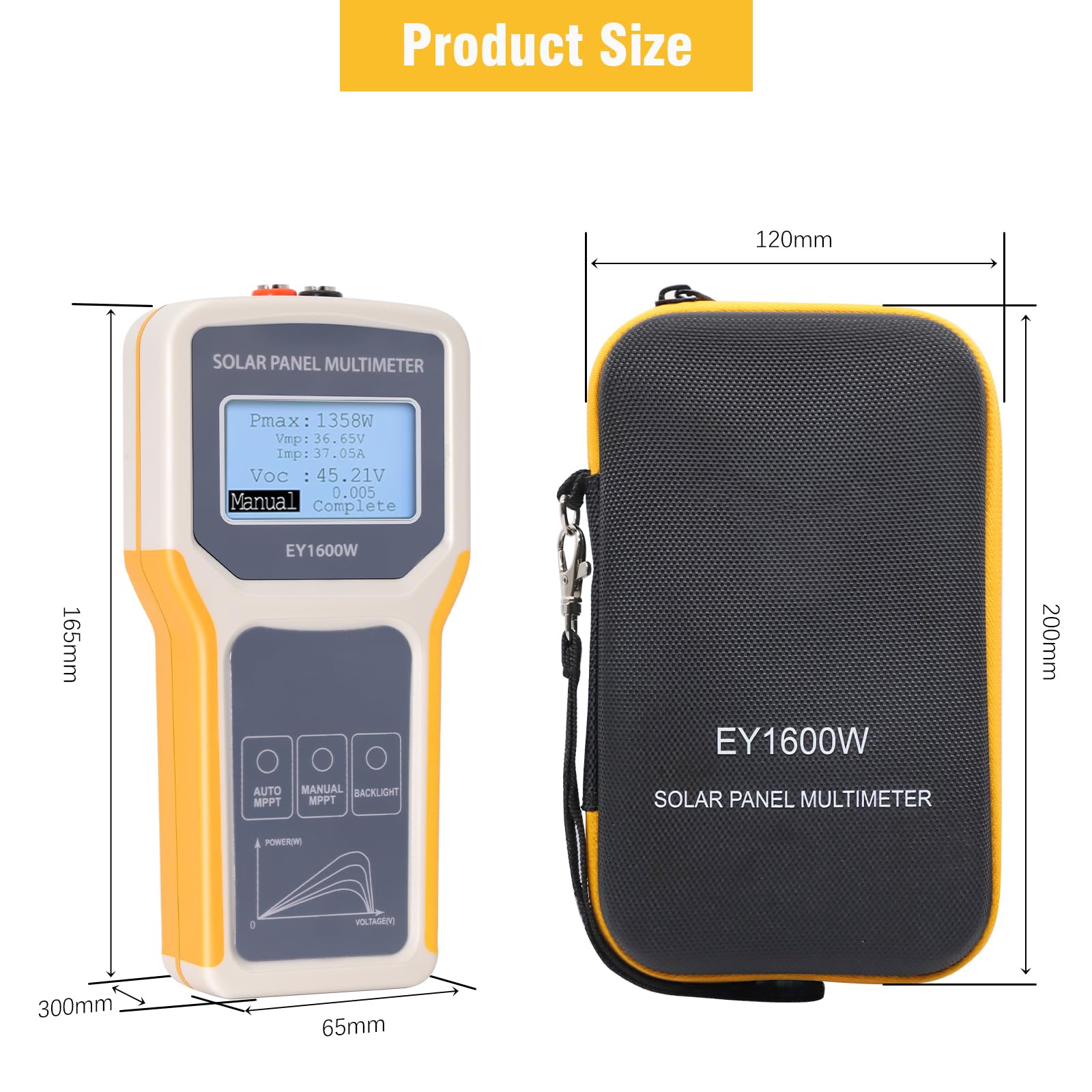 Tester solare EY1600 W, installazione, misuratore tensione vuoto, rilevamento MPPT, display LCD