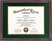 Vista 31 de GraduationMall - Marco para certificado, diploma y documentos con cristal real, aspecto de madera profesional y cuentas doradas, color caoba y blanco