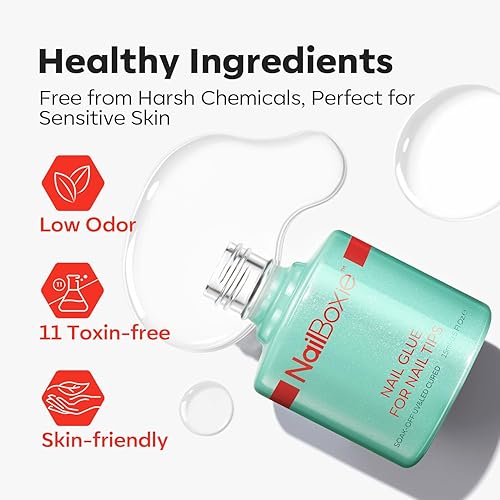 Miniatura 6 de modelones Pegamento de uñas para puntas de uñas, pegamento 9 en uno para prensa, puntas transparentes, necesita curado con luz UV, 0.5 fl oz