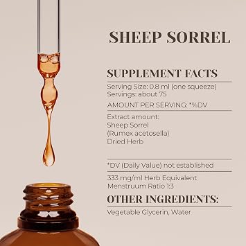 Sheep Sorrel Alcohol-Free Natural Tincture Extract, Immune System Booster, Liquid Drops Made from 100% (2 fl oz)