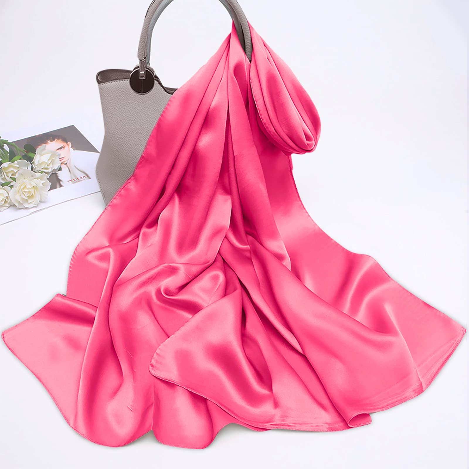 châles et écharpes, Foulard en Soie, Foulards de soirée en Mousseline de Soie pour Femmes, Cape Soyeuse de Couleur Unie, étole pour Les Mariages, Les Demoiselles d'honne
