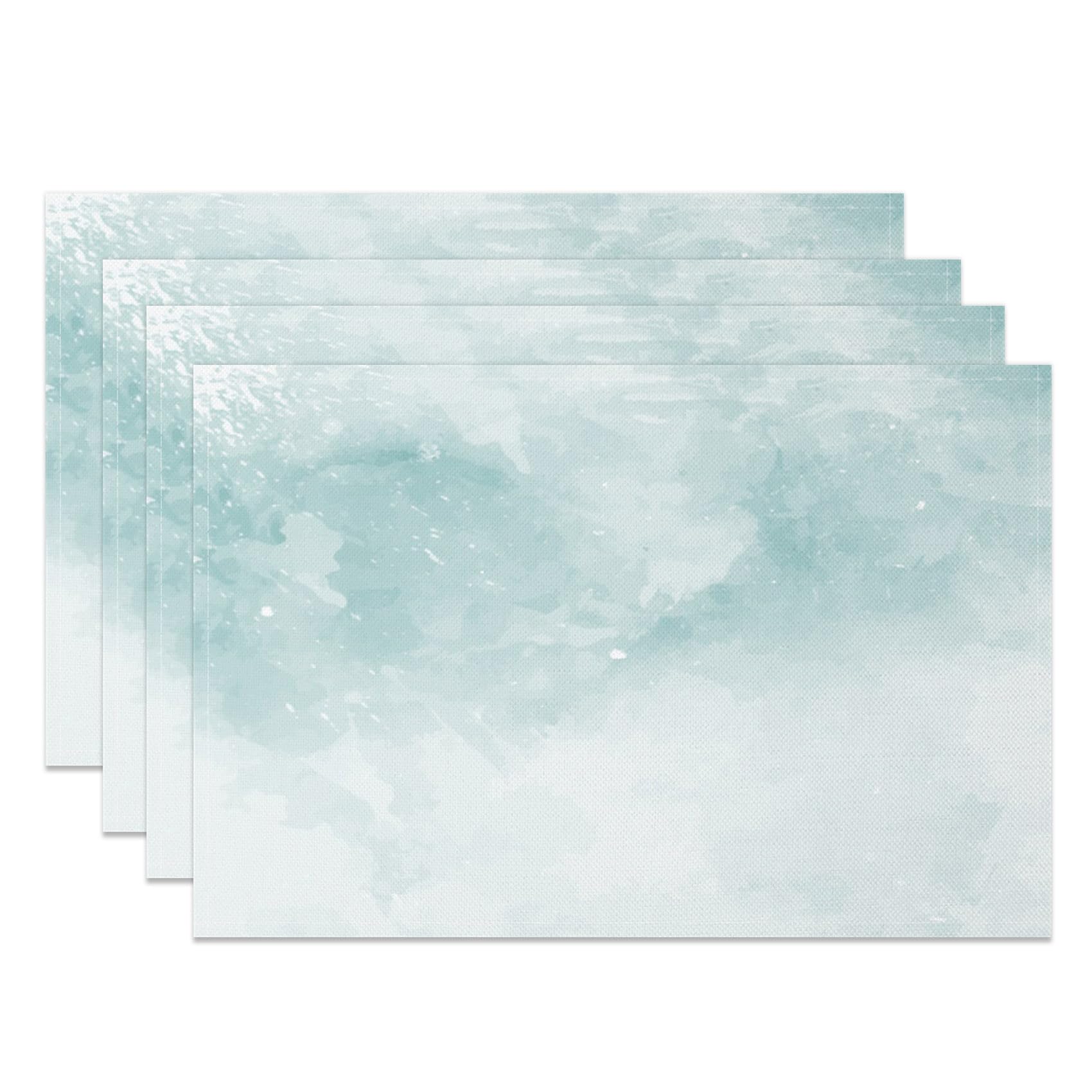 MIRRORANG Watercolor Blue Placemats Set of 4 45x30cm Abstract Gradient Place Mats for Kitchen Dining Room Table Mats Home Decor